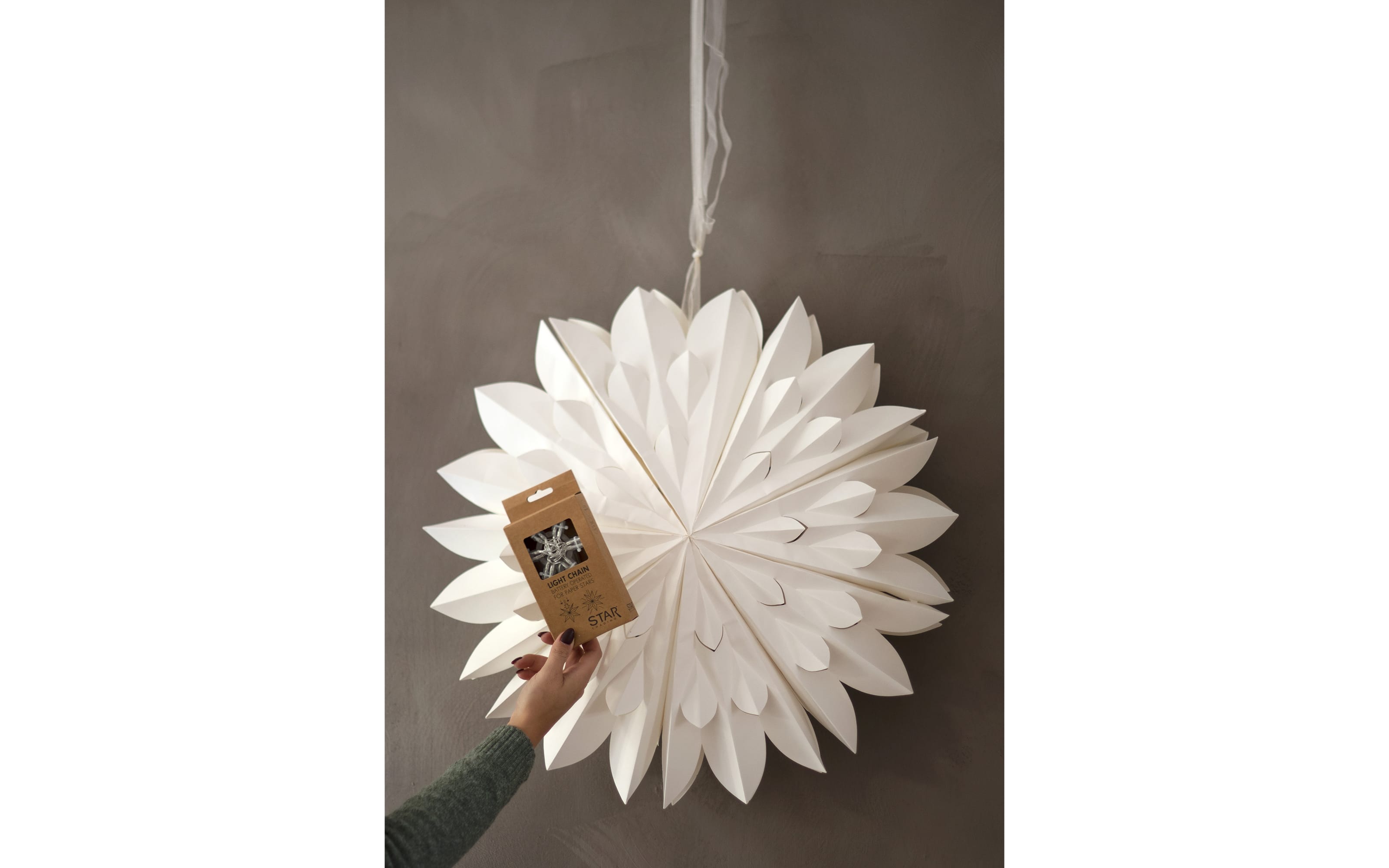 Lichterkette für Papiersterne Lighty, transparent, 150 cm
