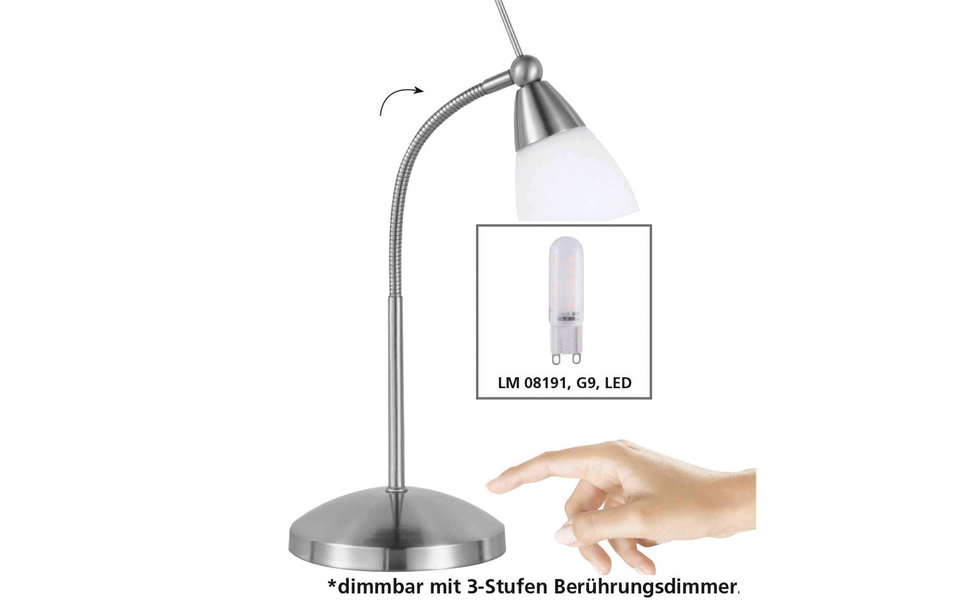 LED-Tischleuchte Pino, stahlfarbig, 45 cm