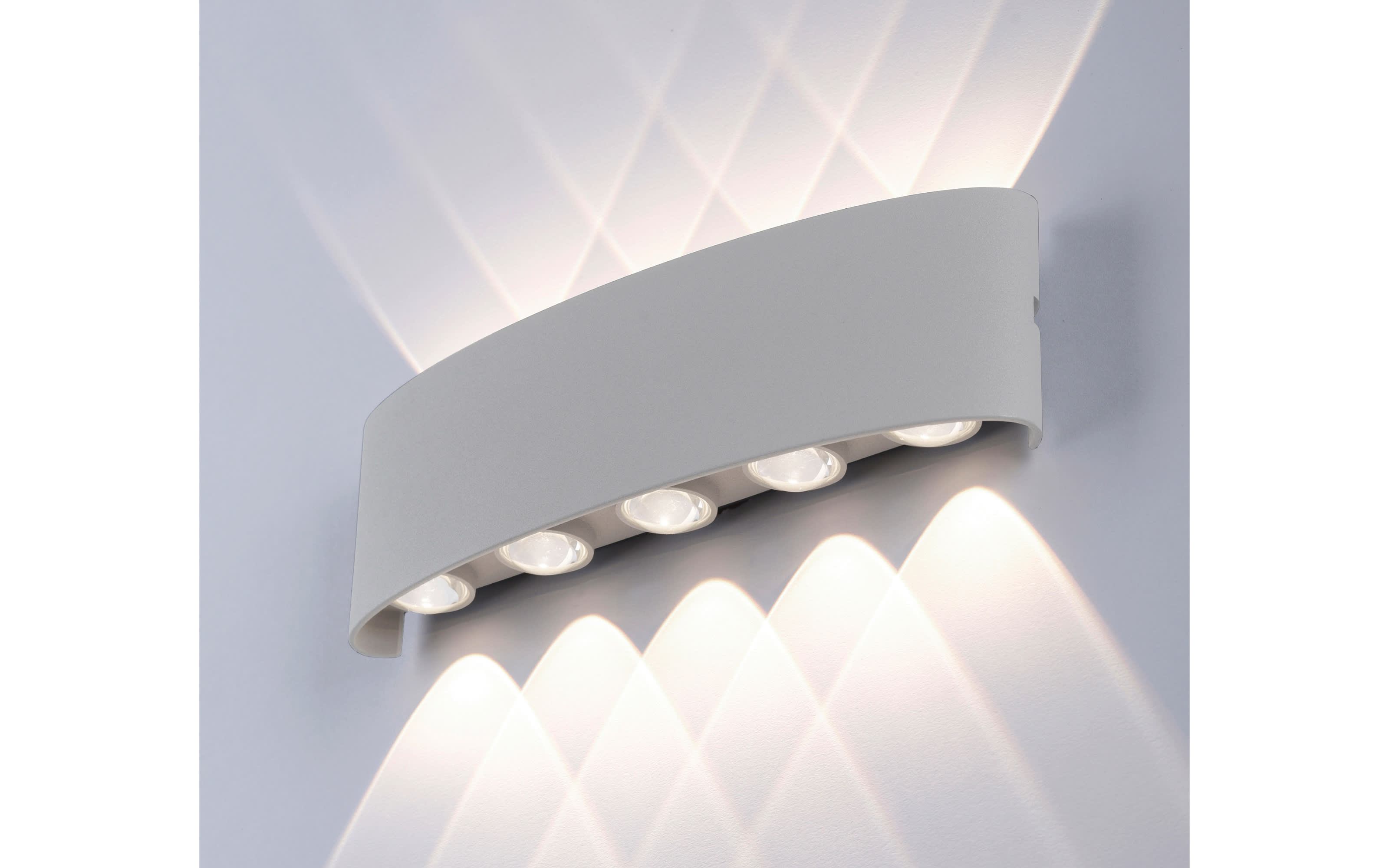 LED-Wandleuchte Carlo, silber, 10-flammig, 27 cm