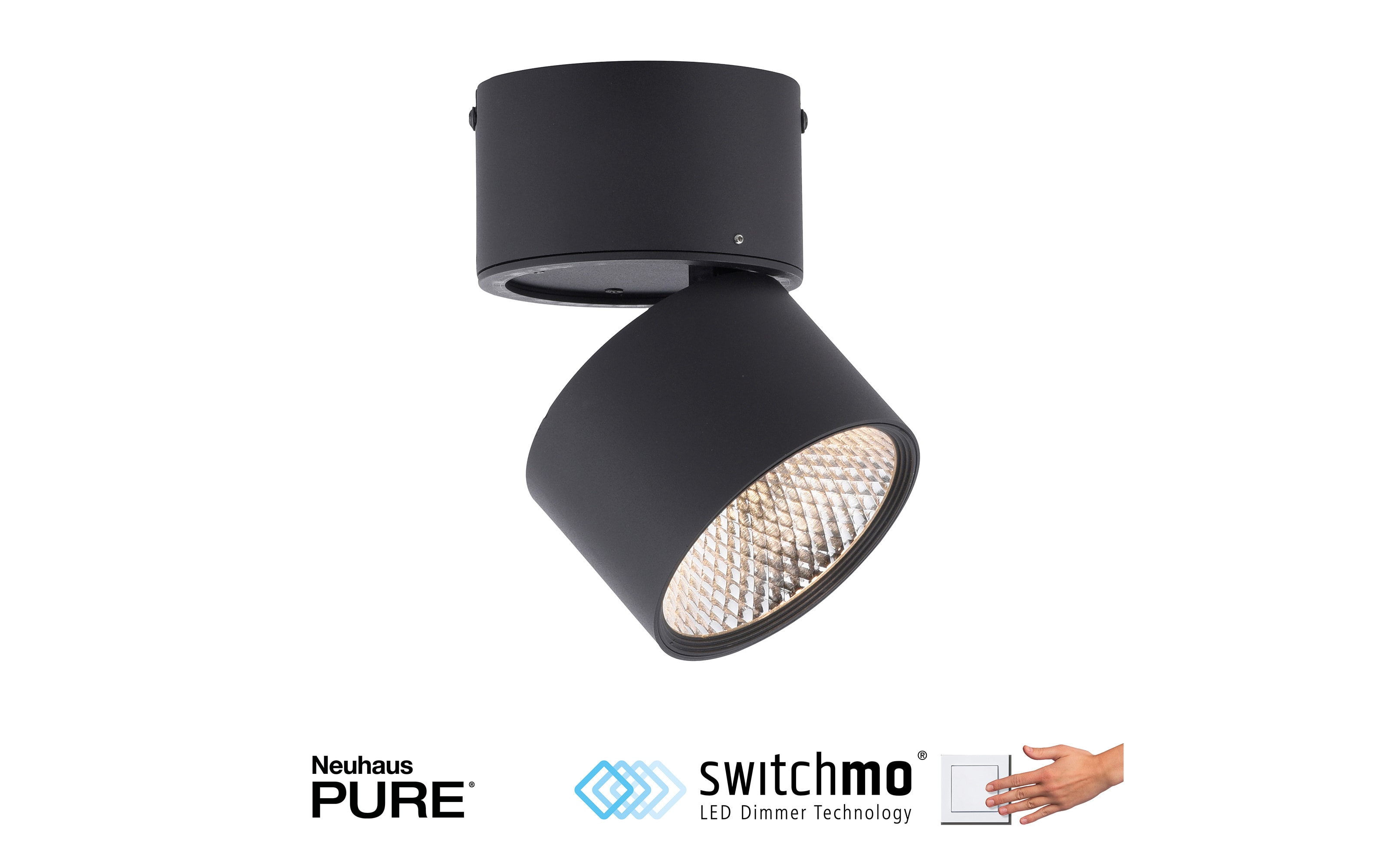 LED-Deckenleuchte Pure-Nola, schwarz, 15 cm