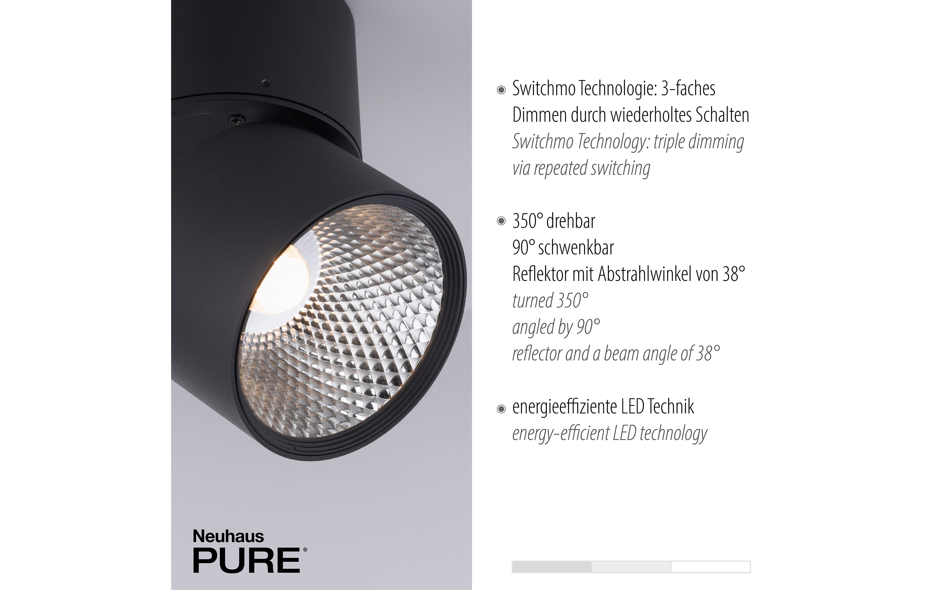 LED-Deckenleuchte Pure-Nola, schwarz, 49 cm