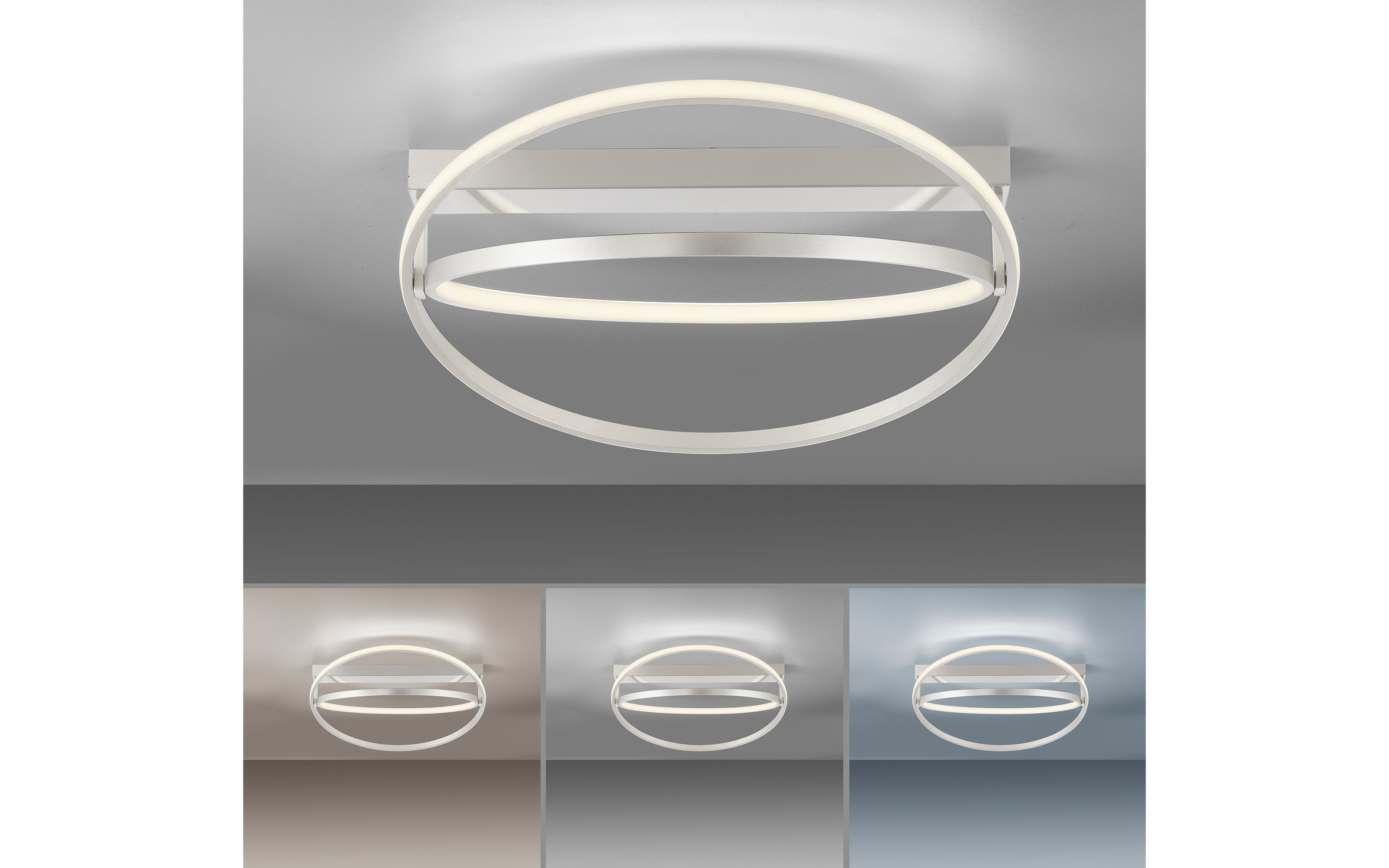 LED-Deckenleuchte Q-Beluga, stahlfarbig, 59,5 cm
