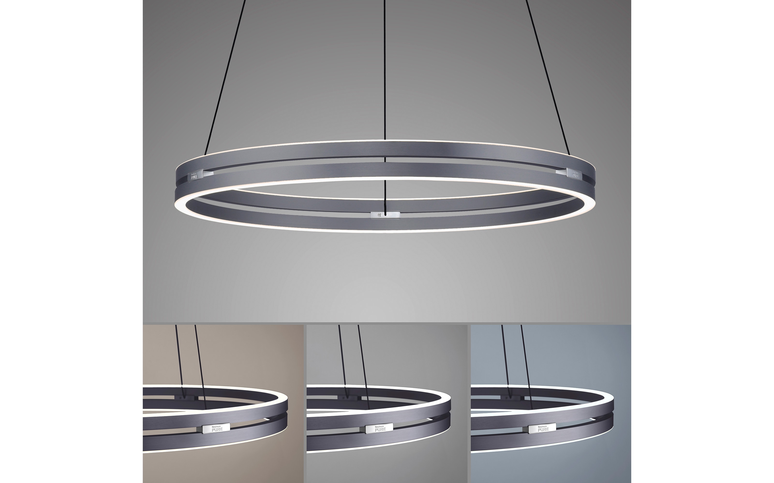 LED-Pendelleuchte Pure E-Clipse, grau, 240 cm