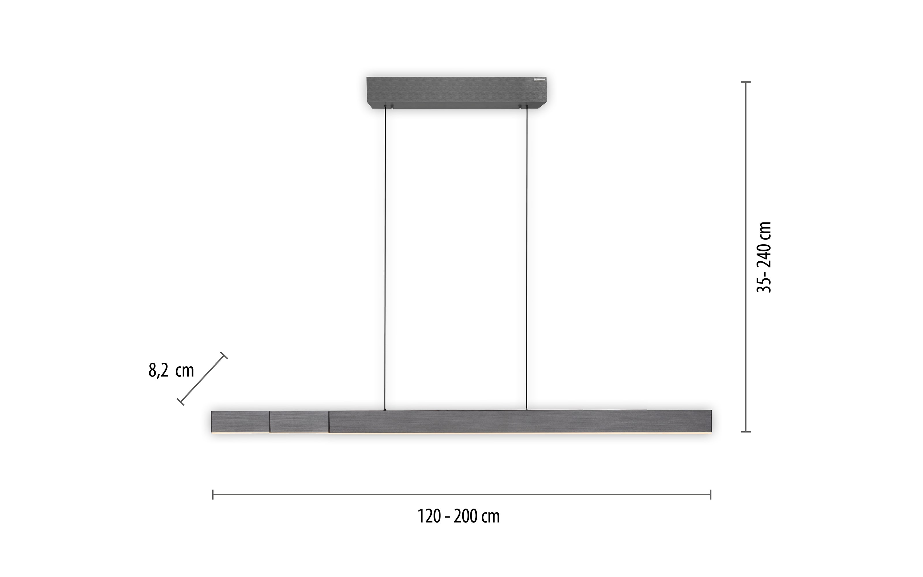 LED-Pendelleuchte Pure Moto-Rise, grau, 120 cm