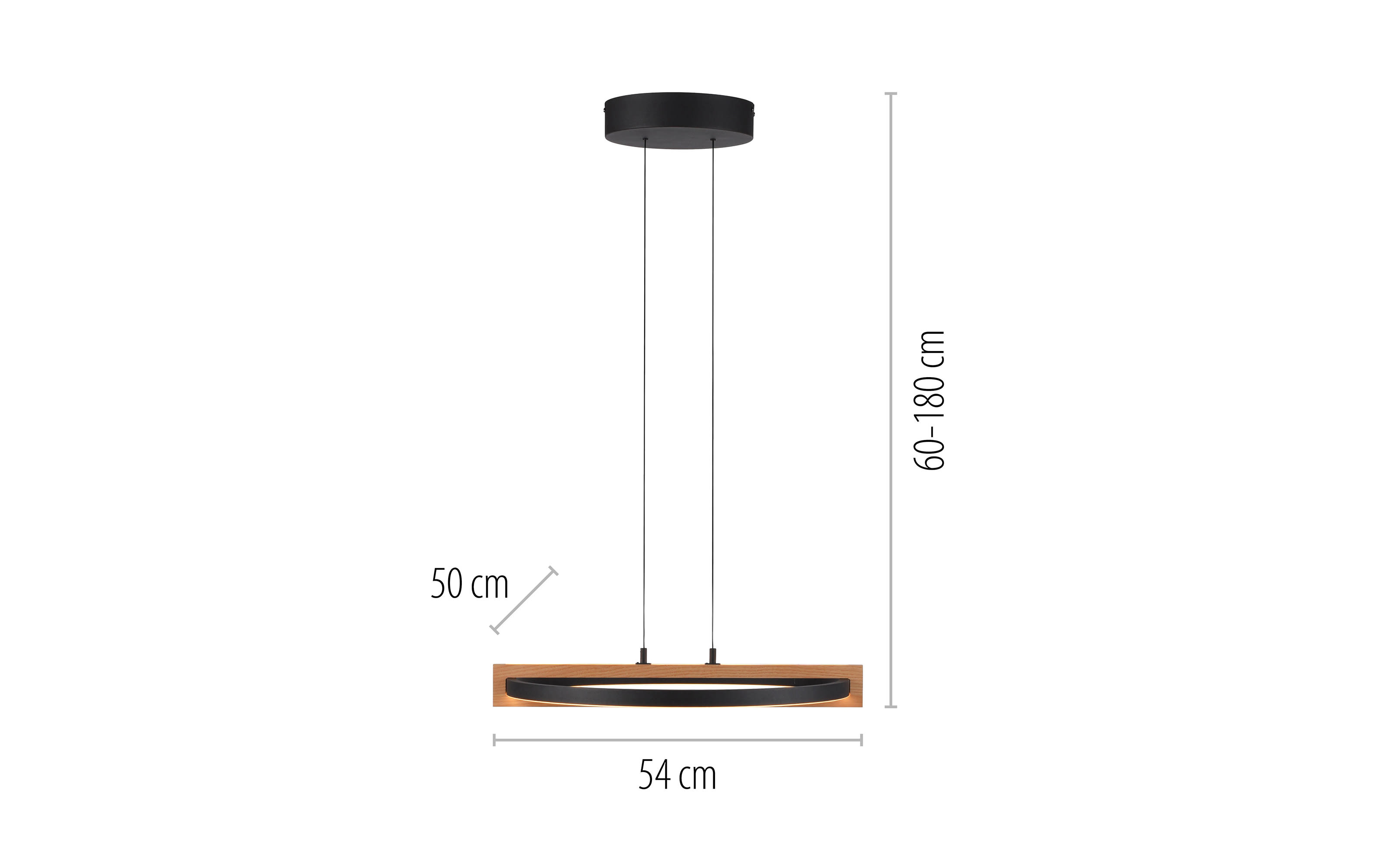 LED-Pendelleuchte Mondo Famera, holz/schwarz, 1-flammig, inkl. CCT und Fernbedienung