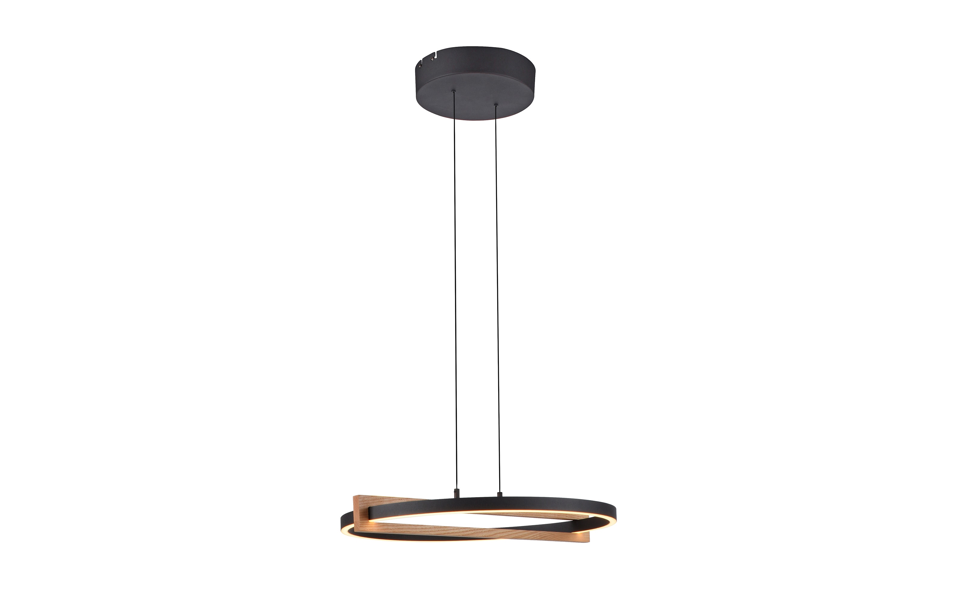 LED-Pendelleuchte Mondo Famera, holz/schwarz, 1-flammig, inkl. CCT und Fernbedienung