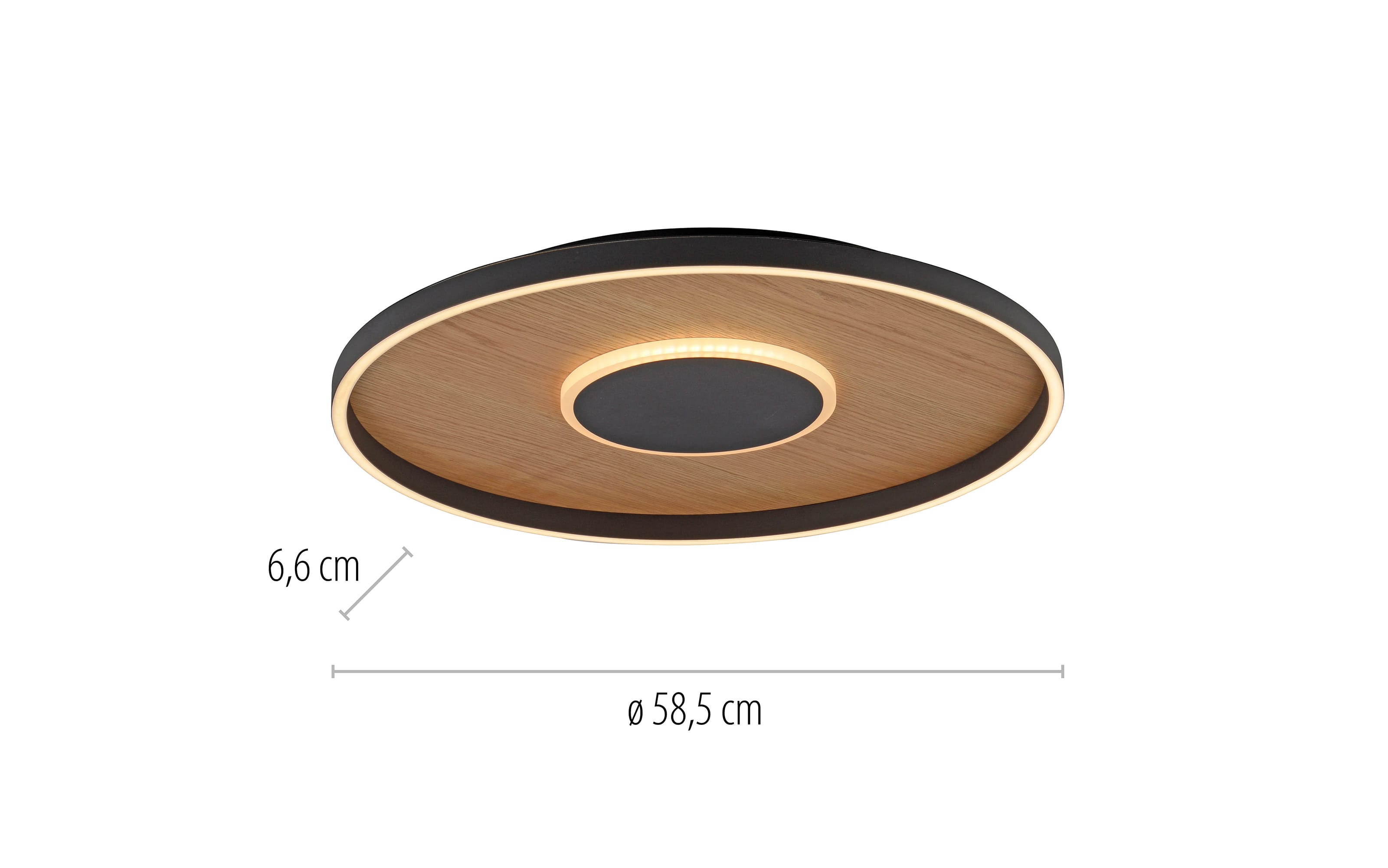 LED-Deckenleuchte Mondo Famera, holz/schwarz, inkl. CCT und Fernbedienung