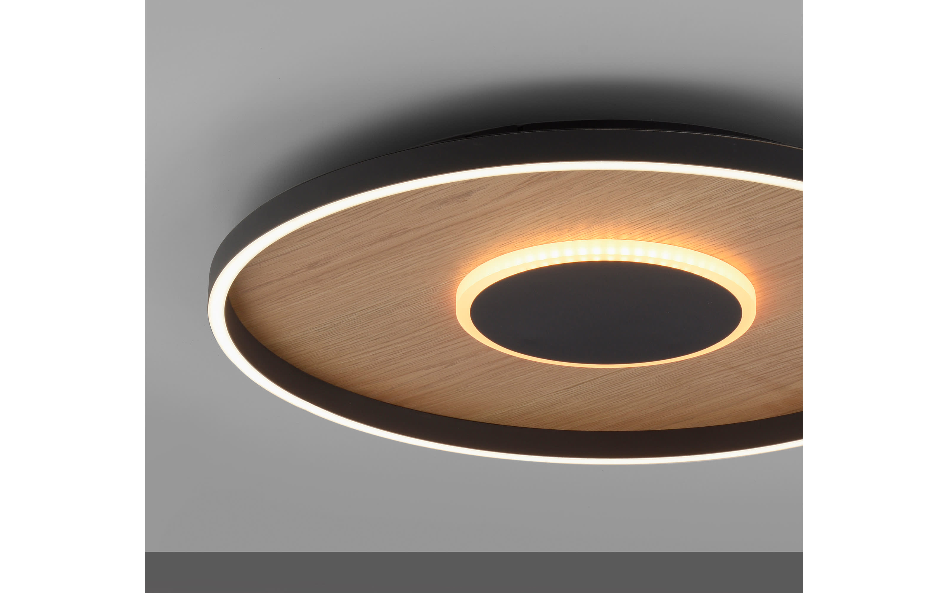 LED-Deckenleuchte Mondo Famera, holz/schwarz, inkl. CCT und Fernbedienung