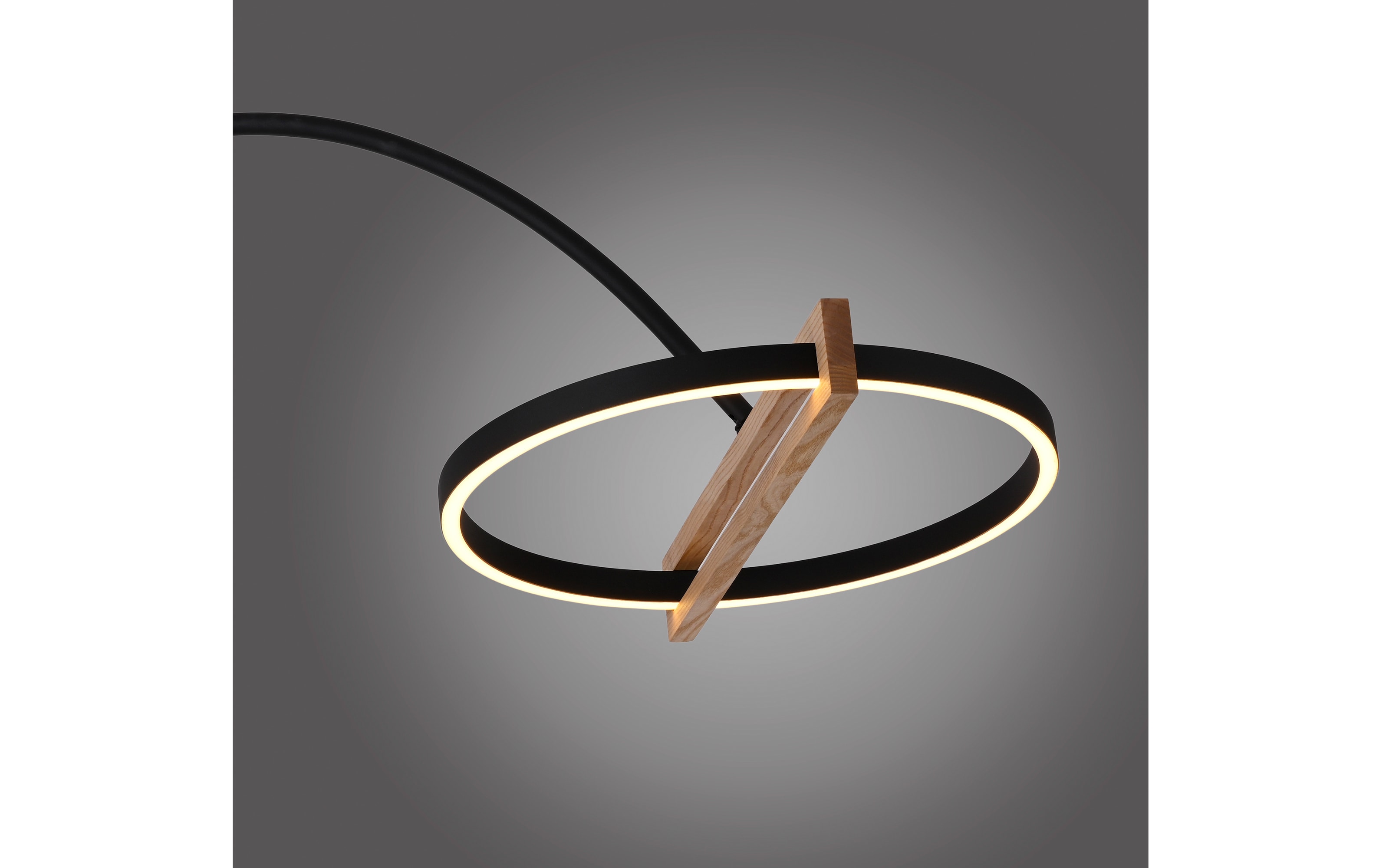 LED-Standleuchte Mondo Famera, holz/schwarz, inkl. CCT und Fernbedienung
