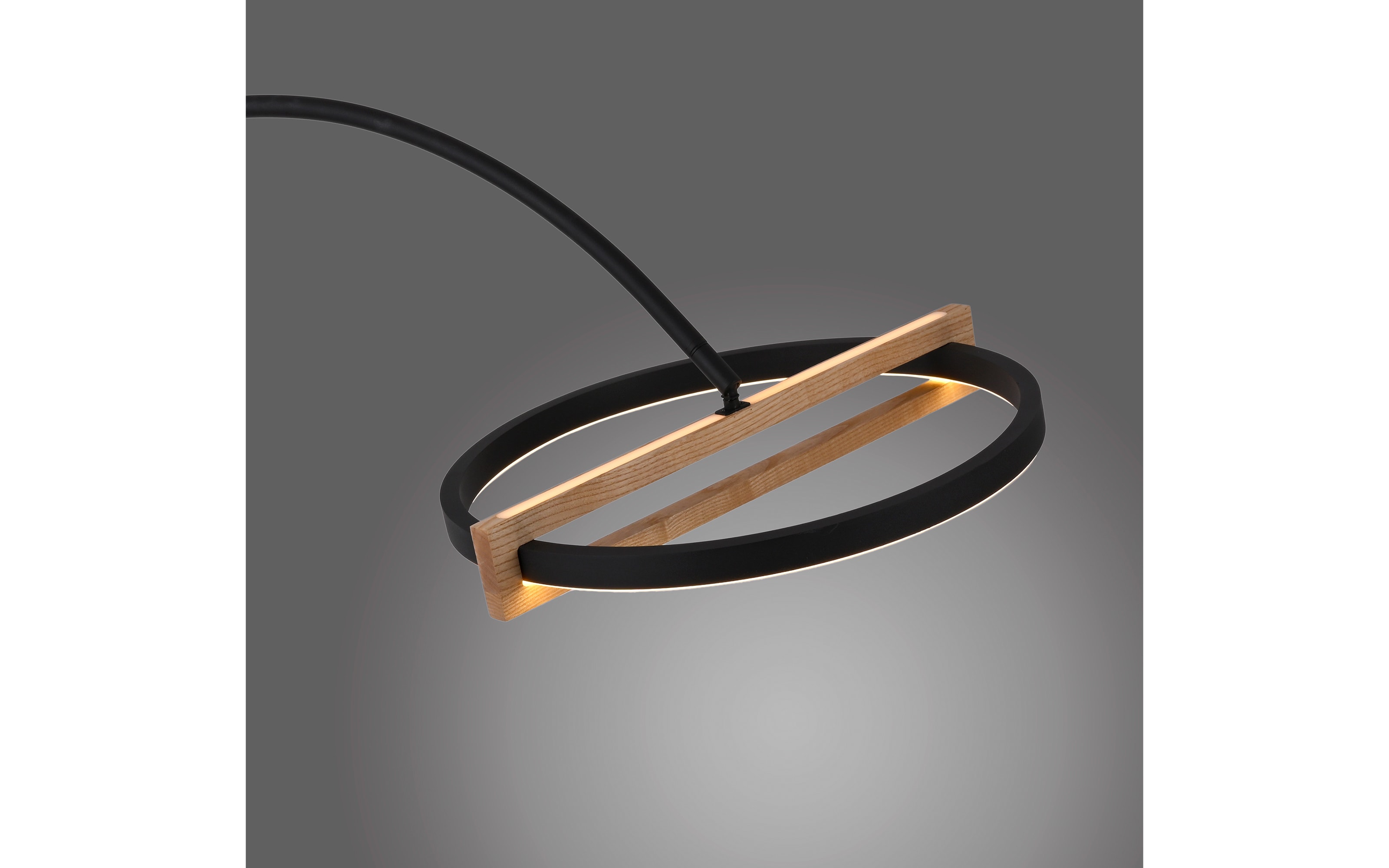 LED-Standleuchte Mondo Famera, holz/schwarz, inkl. CCT und Fernbedienung