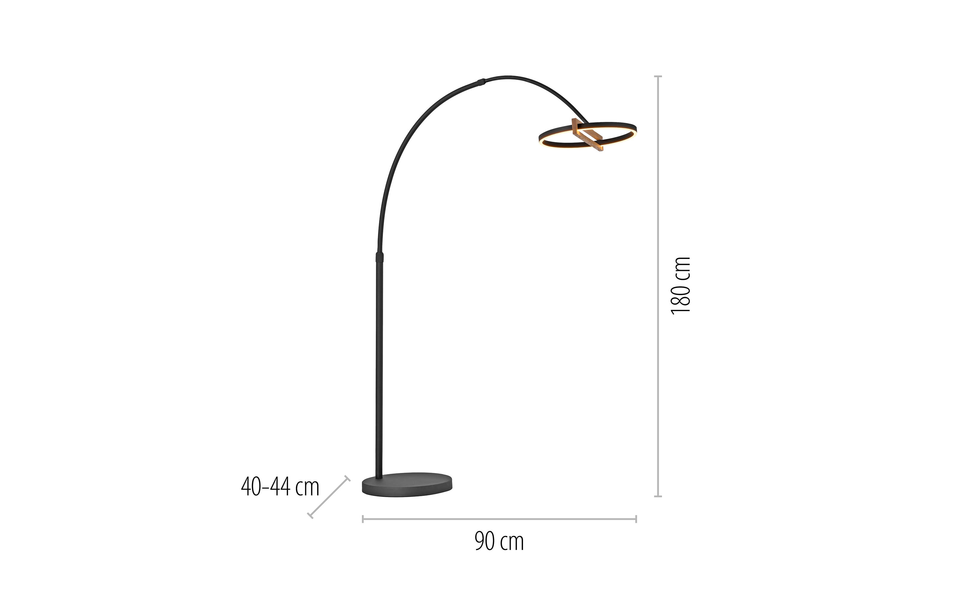 LED-Standleuchte Mondo Famera, holz/schwarz, inkl. CCT und Fernbedienung