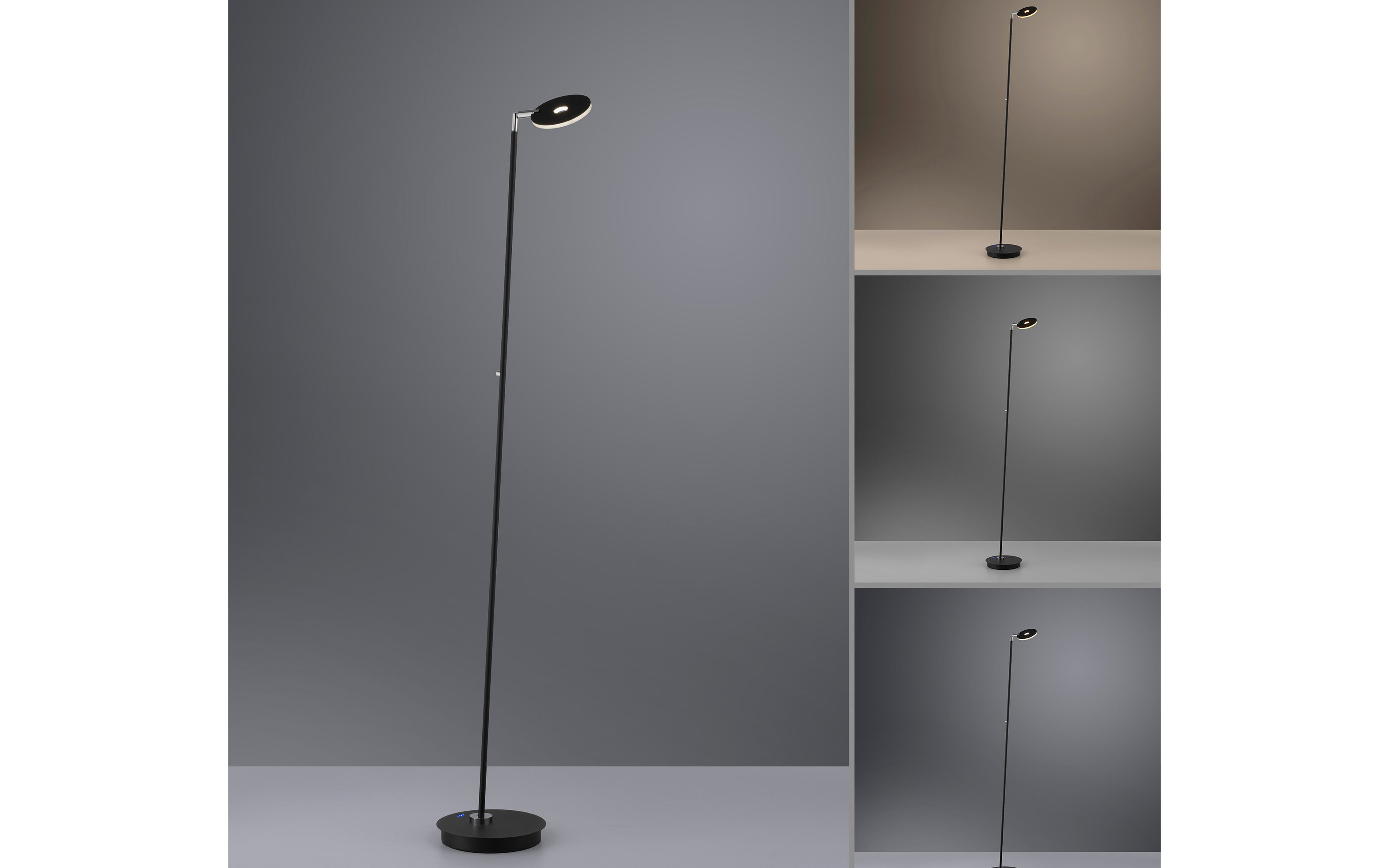 Akku-LED-Standleuchte Mondo Lumana, anthrazit, inkl. CCT und Memoryfunktion
