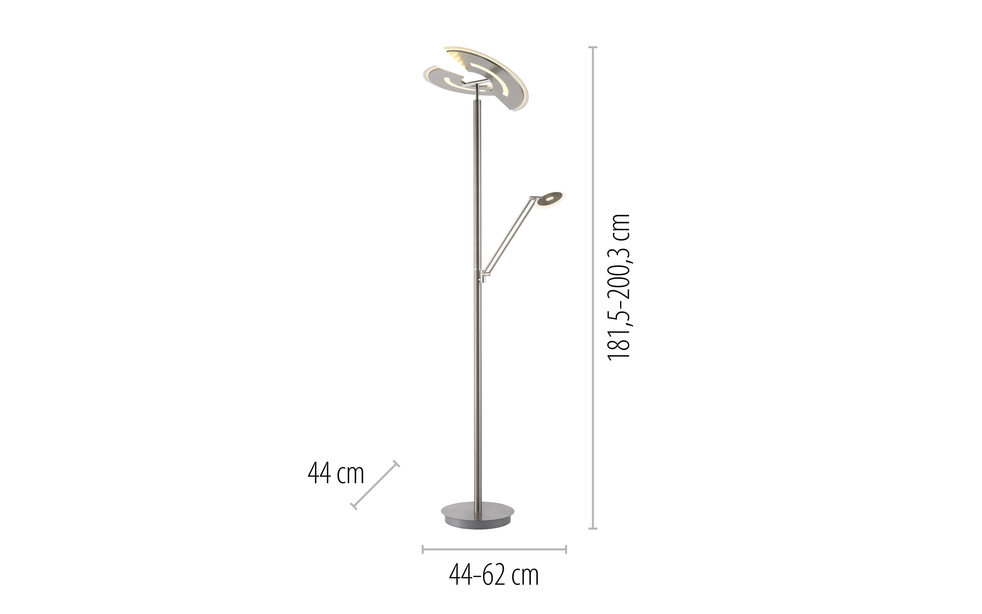LED-Standleuchte Mondo Rimo, stahl, inkl. CCT und Memoryfunktion