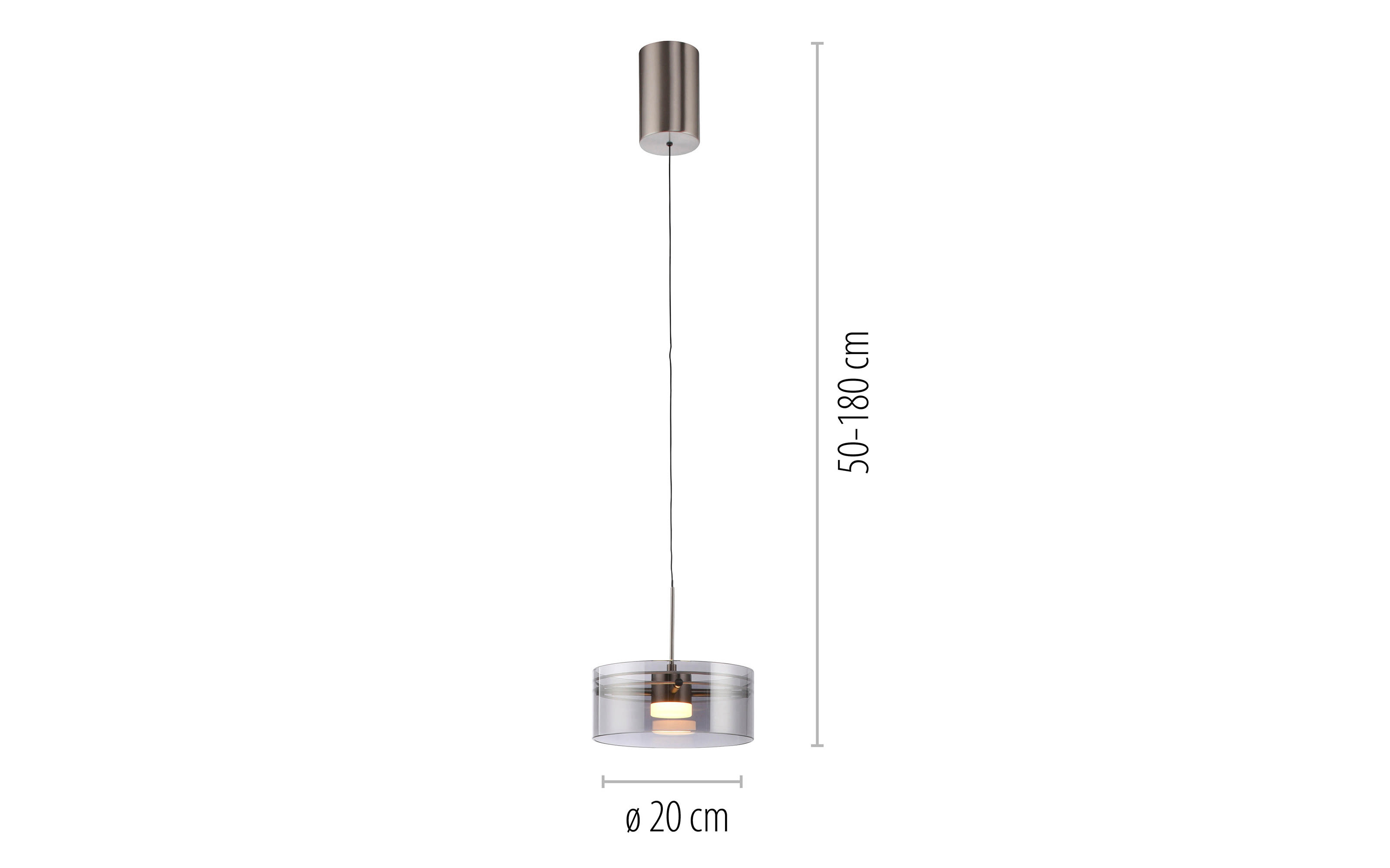 LED-Pendelleuchte Mondo Karena, stahlfarbig, 1-flammig, inkl. Memoryfunktion