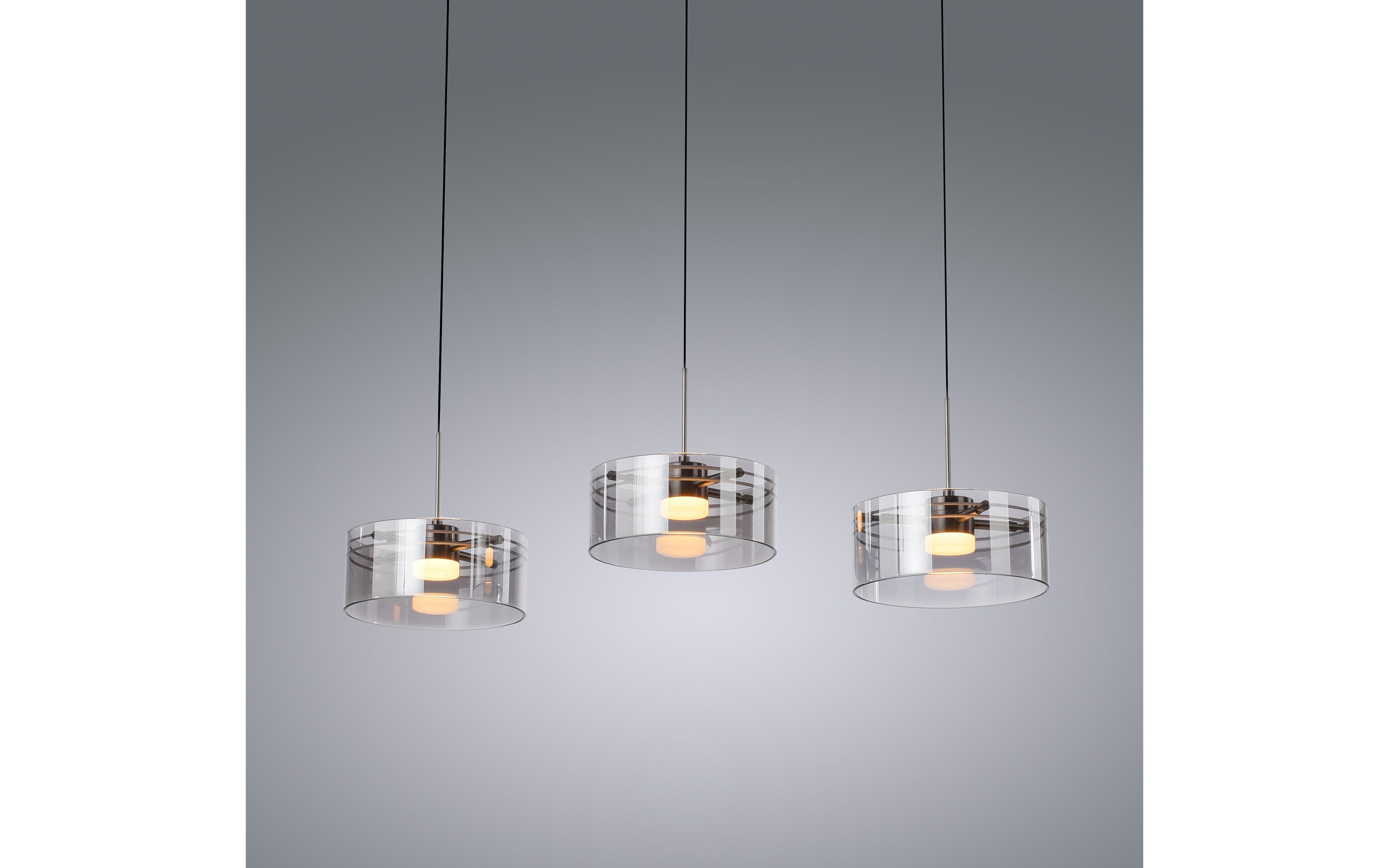 LED-Pendelleuchte Mondo Karena, stahlfarbig, 3-flammig, inkl. Memoryfunktion