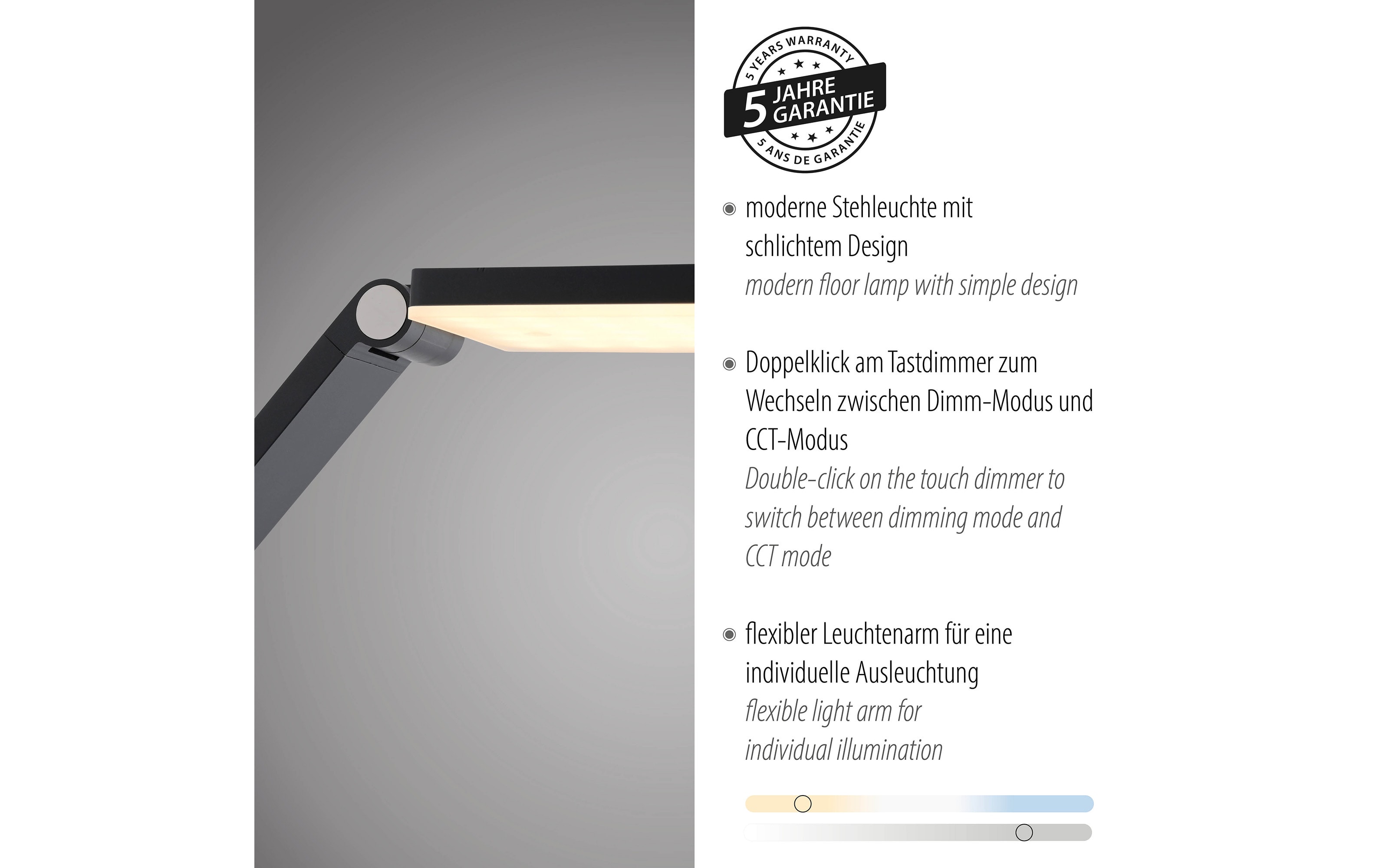 LED-Stehleuchte Samsky, grau, inkl. CCT Funktion