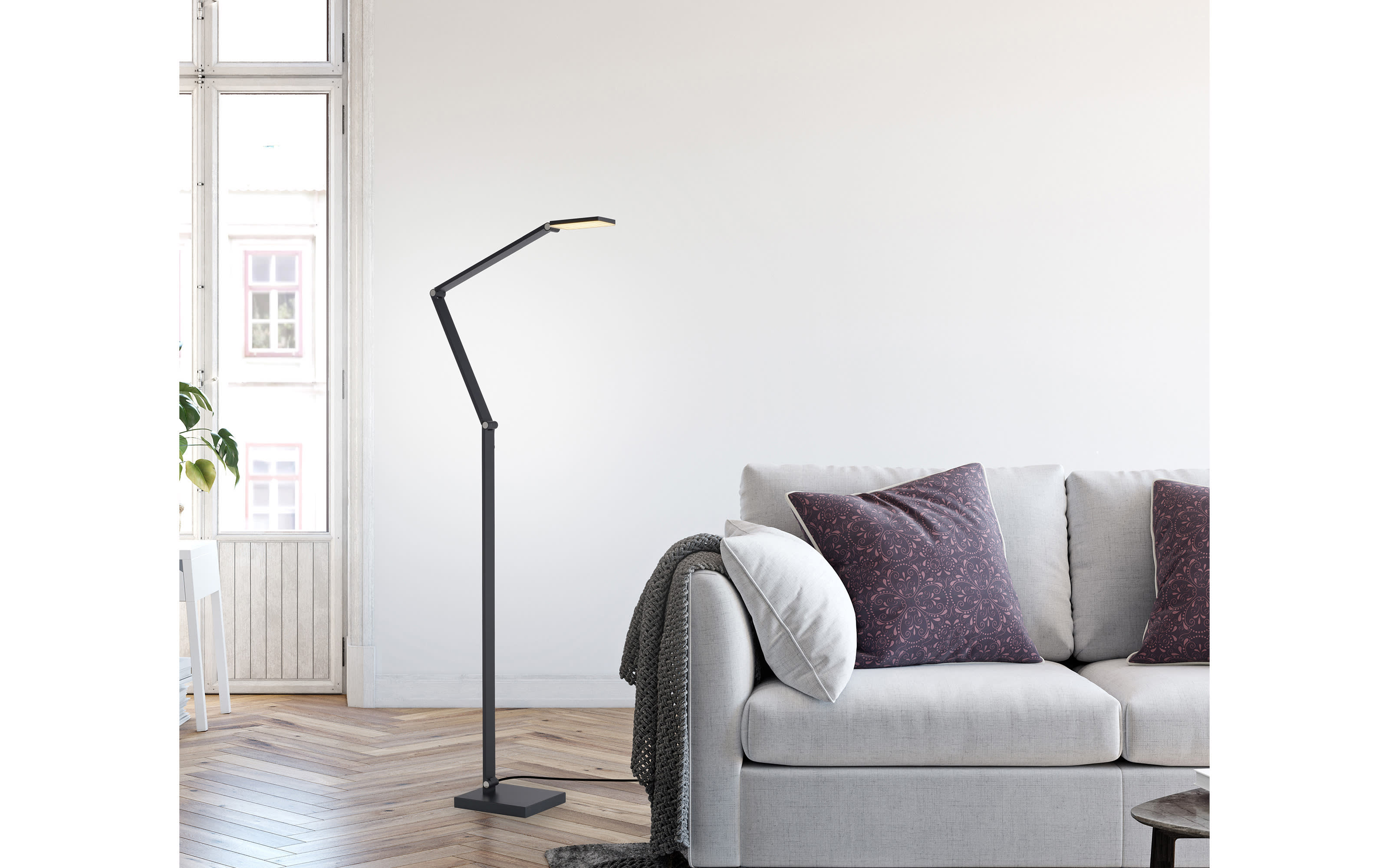 LED-Stehleuchte Samsky, grau, inkl. CCT Funktion