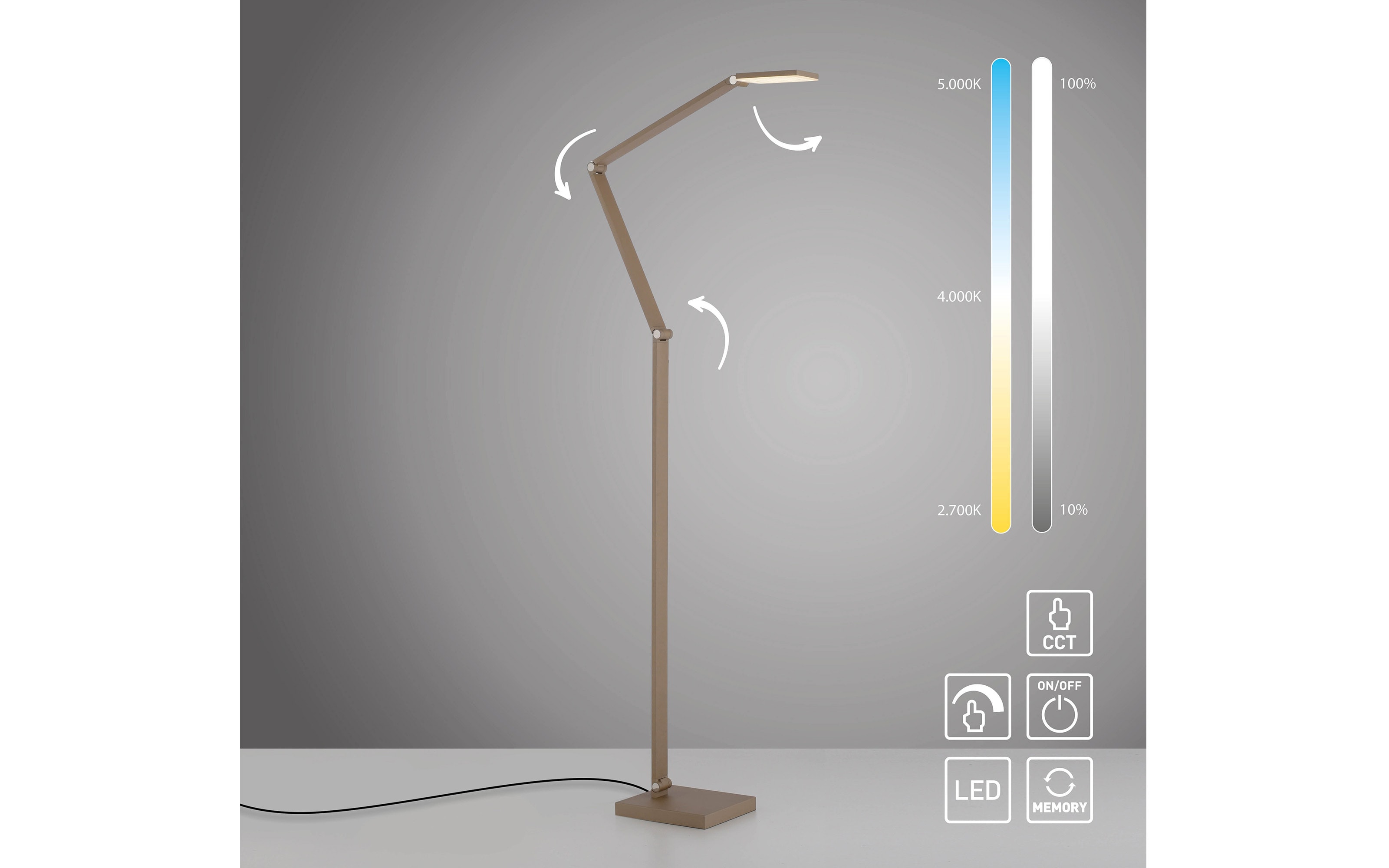 LED-Stehleuchte Samsky, bronze, inkl. CCT Funktion