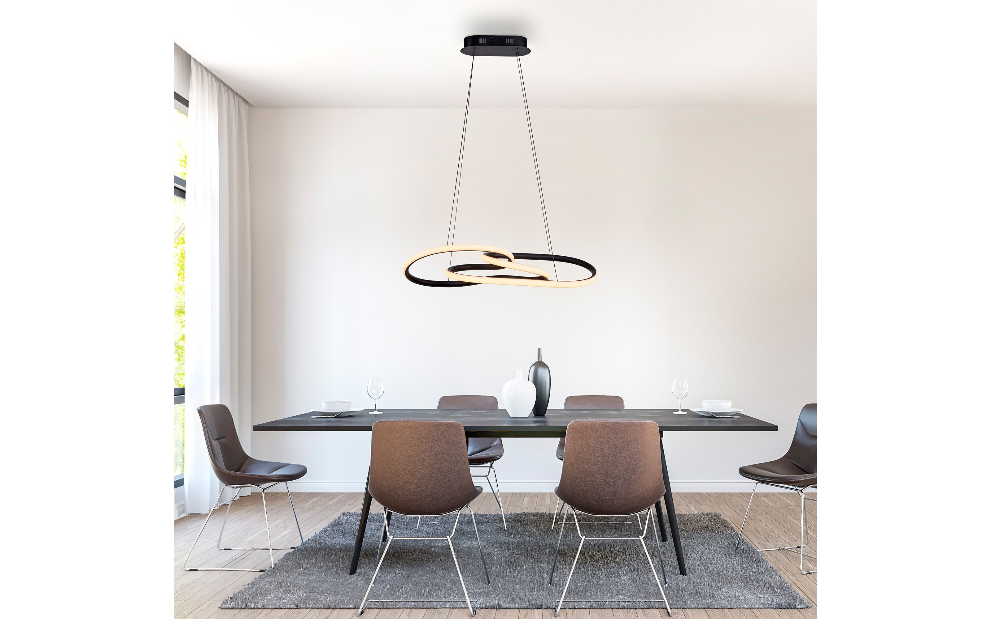 LED-Pendelleuchte Twist, schwarz, inkl. Memoryfunktion