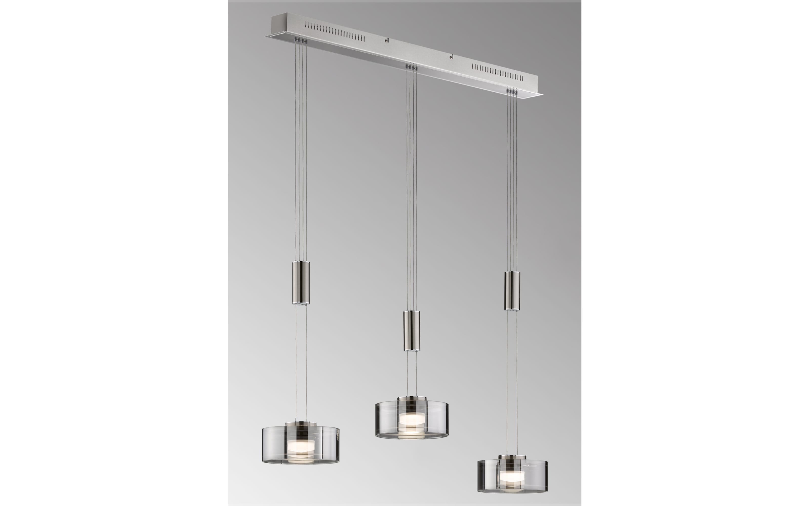 LED-Pendelleuchte Lavin, nickel matt/rauch, 3-flammig