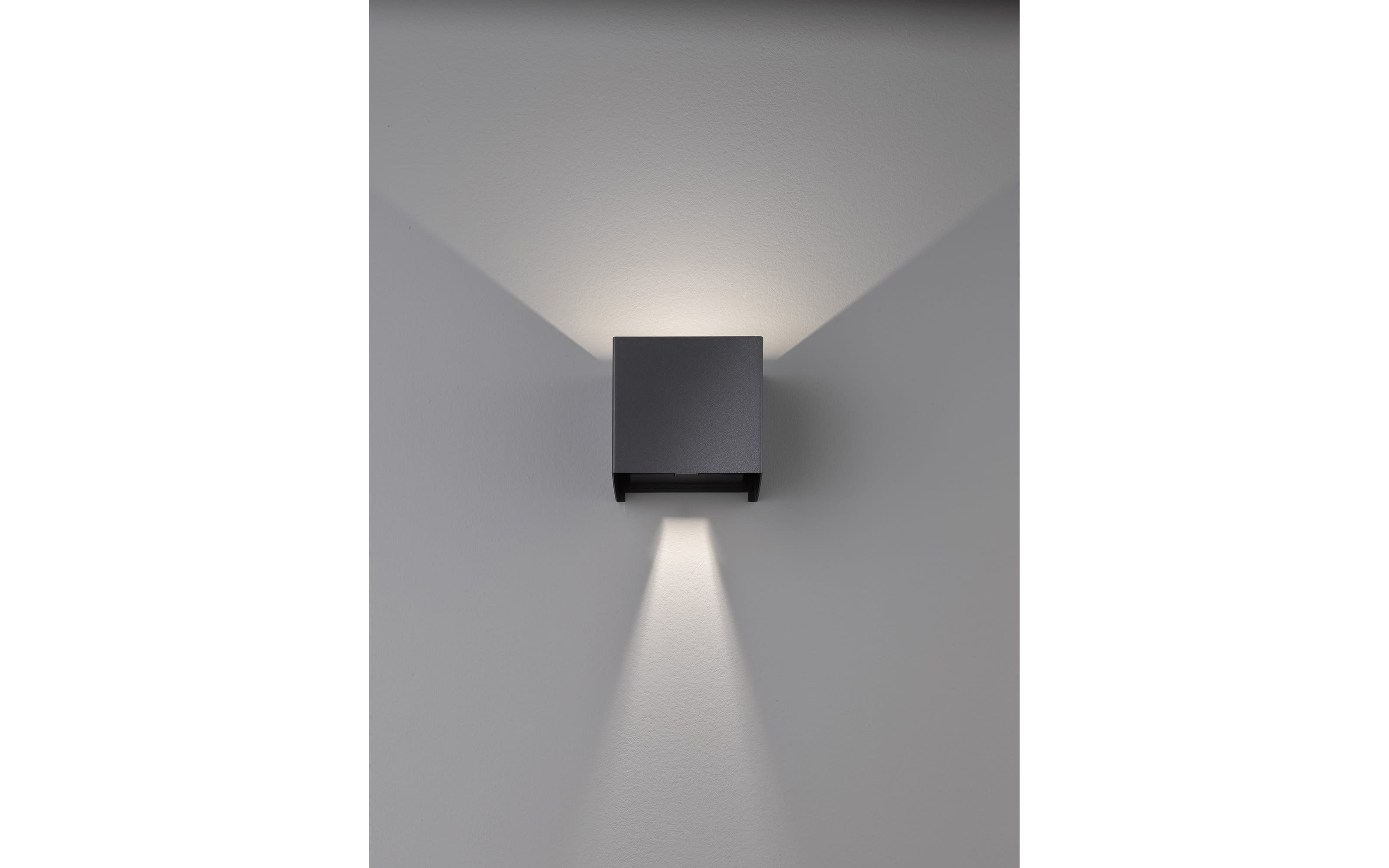 LED-Wandleuchte Wall IP44, schwarz matt, 10 cm