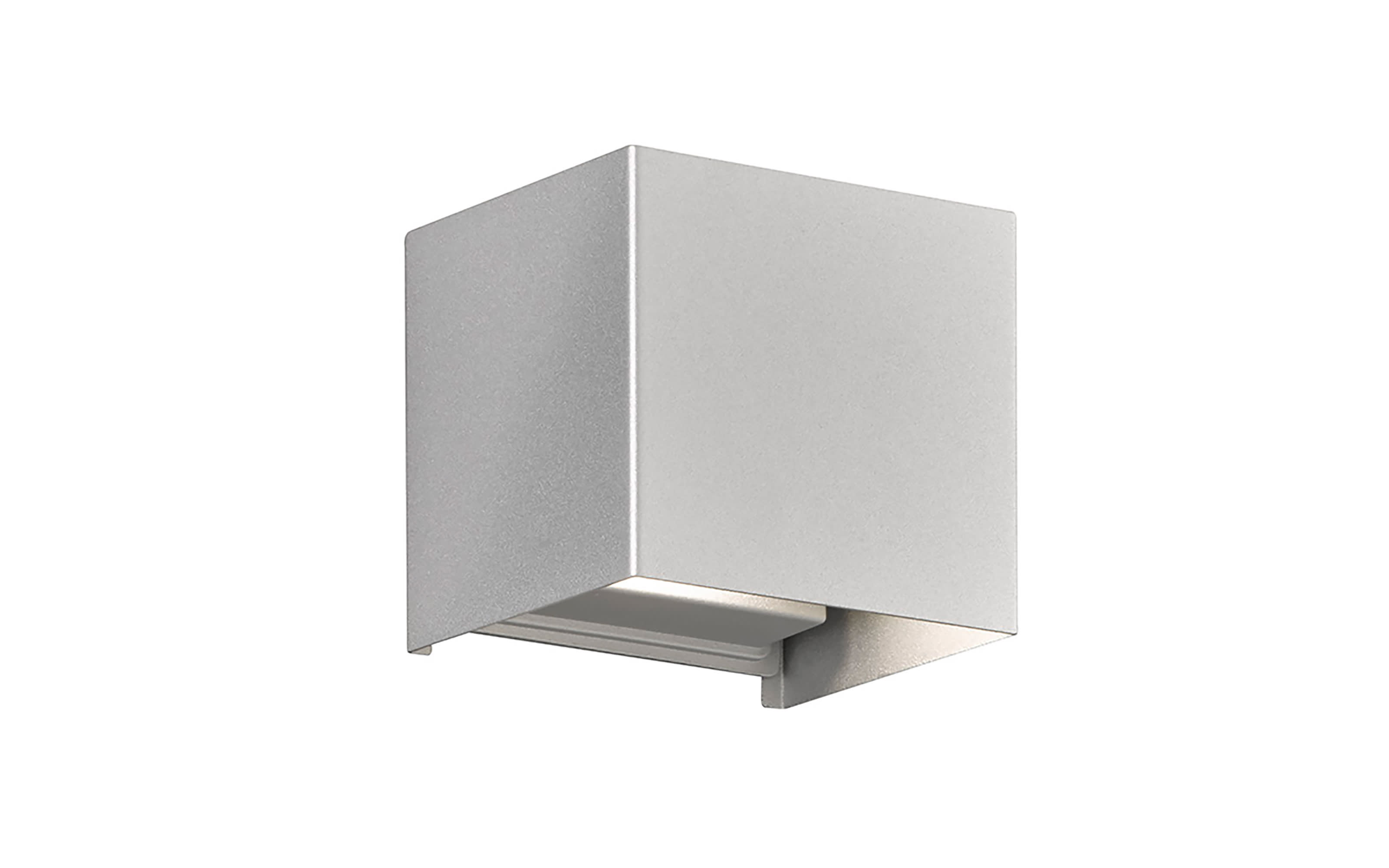 LED-Wandleuchte Wall IP44, silberfarbig, 10 cm