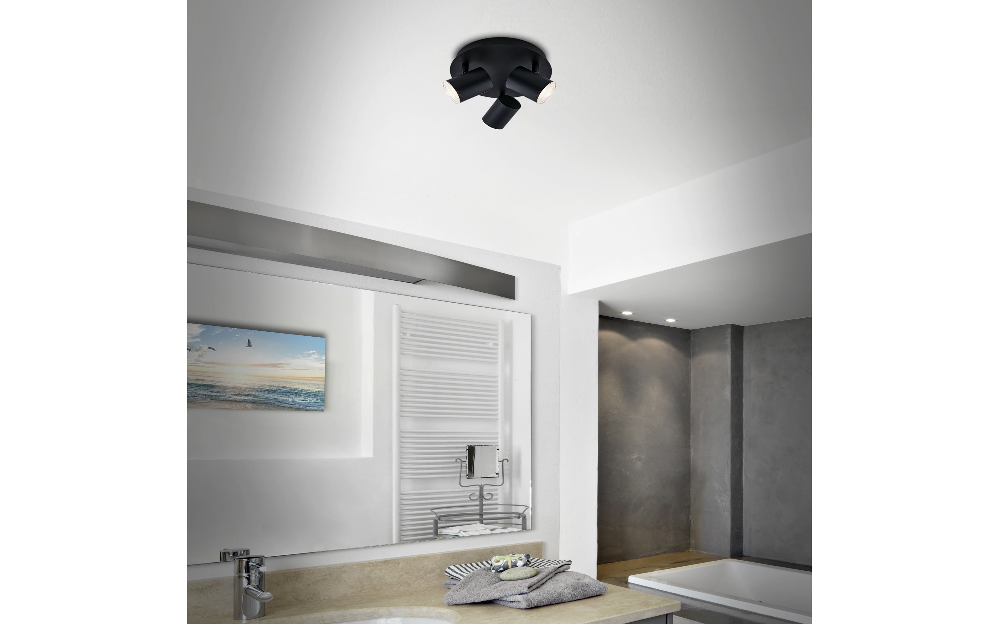 LED-Deckenleuchte Banyo, schwarz, 3-flammig, 21 cm