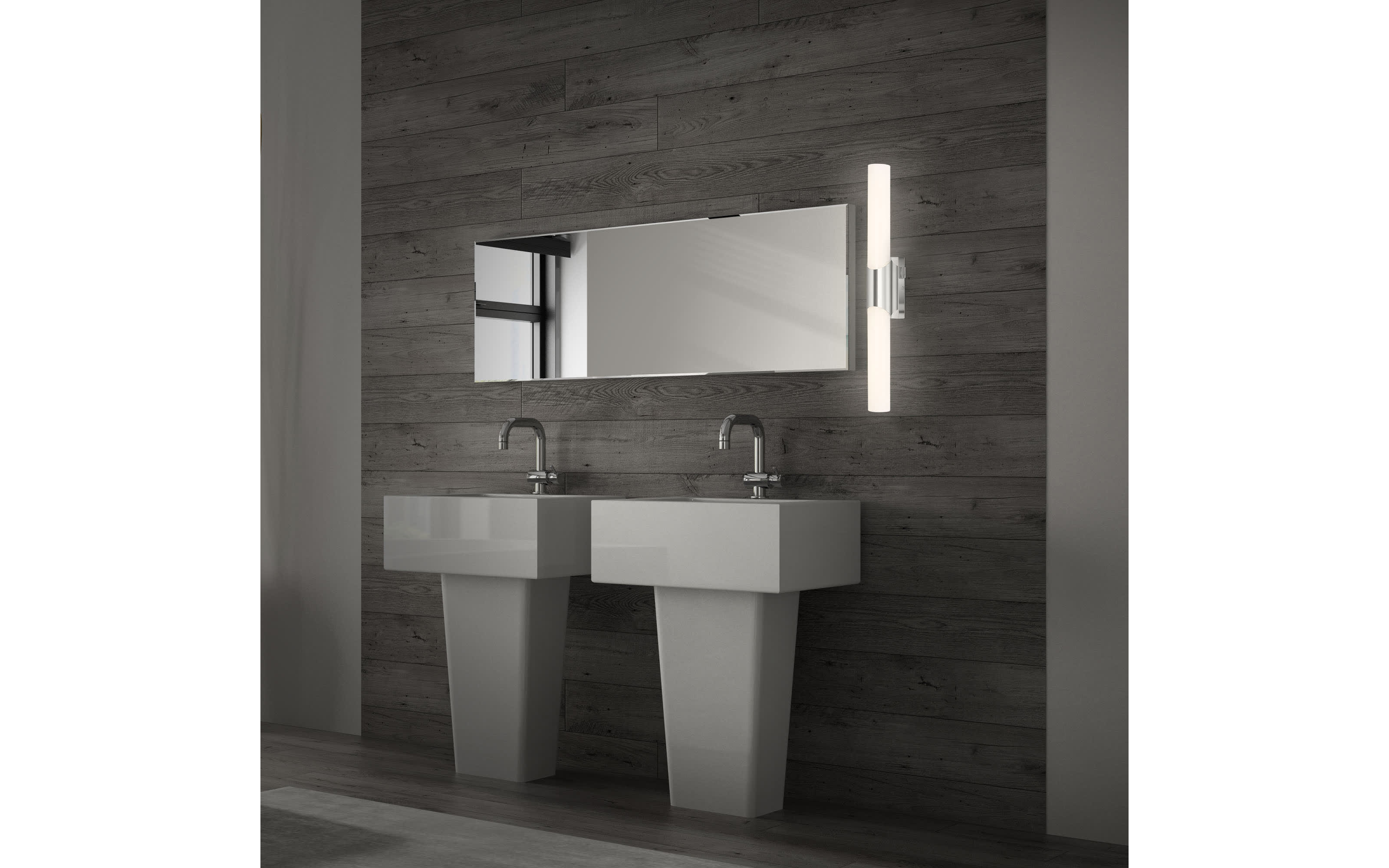 LED-Wandleuchte Klak, chromfarbig/weiß, 47 cm