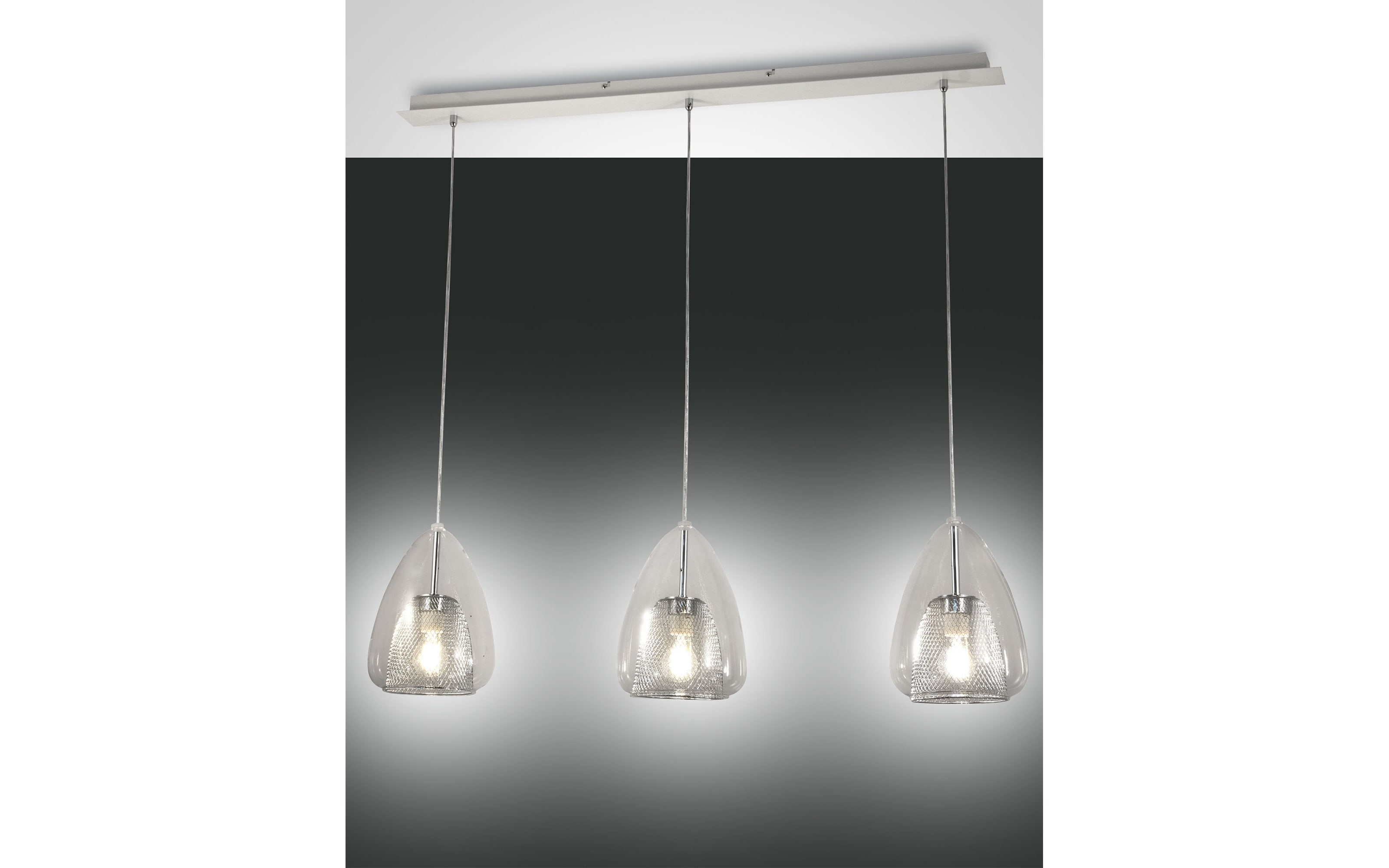 Pendelleuchte Britton, transparent, 3-flammig, 112 cm