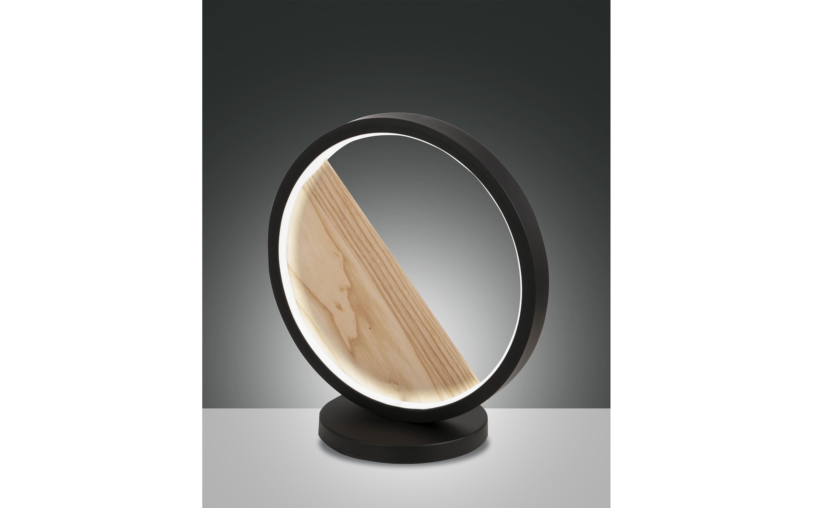 LED-Tischleuchte Pierre, schwarz/holz, 35 cm