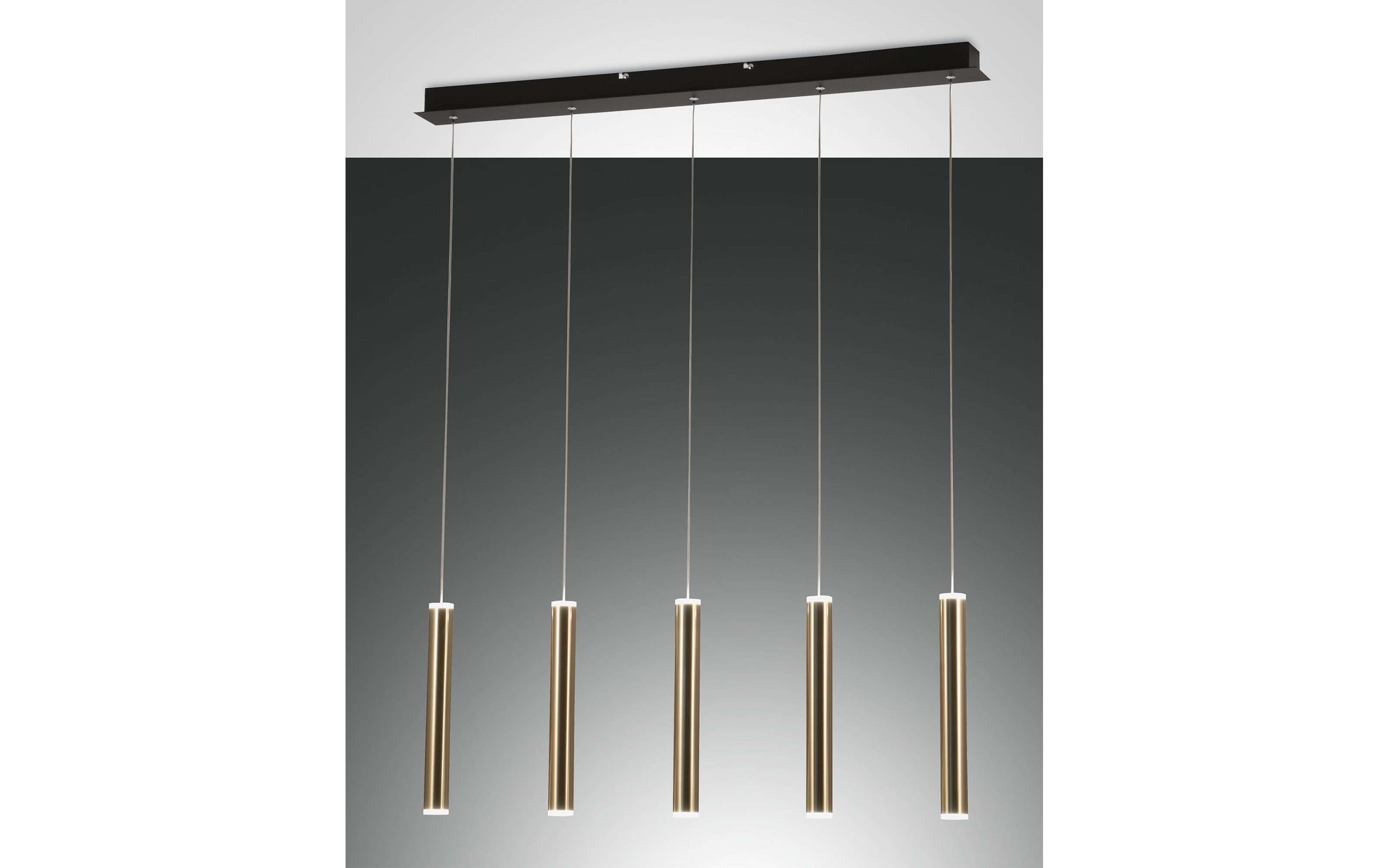LED-Pendelleuchte Prado, schwarz/goldfarbig, 5-flammig, 90 cm