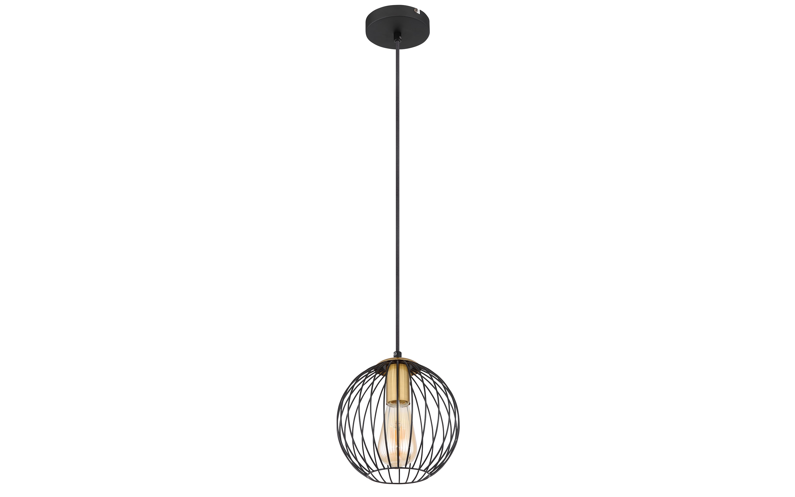 Pendelleuchte Eusebius, schwarz/messing, 1-flammig, 20 cm