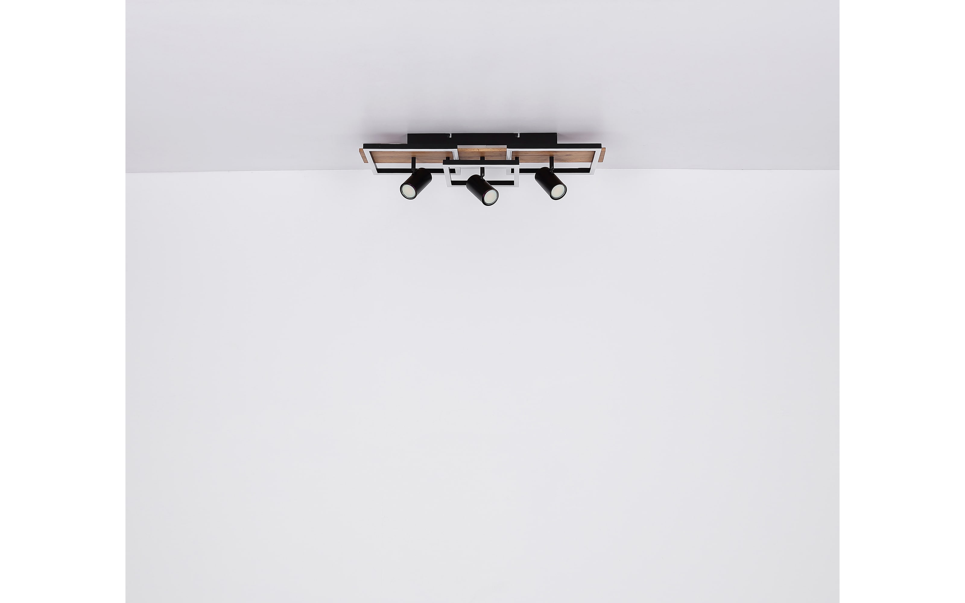 LED-Deckenleuchte Kassu in holzfarbig/schwarz, 72 x 27 cm