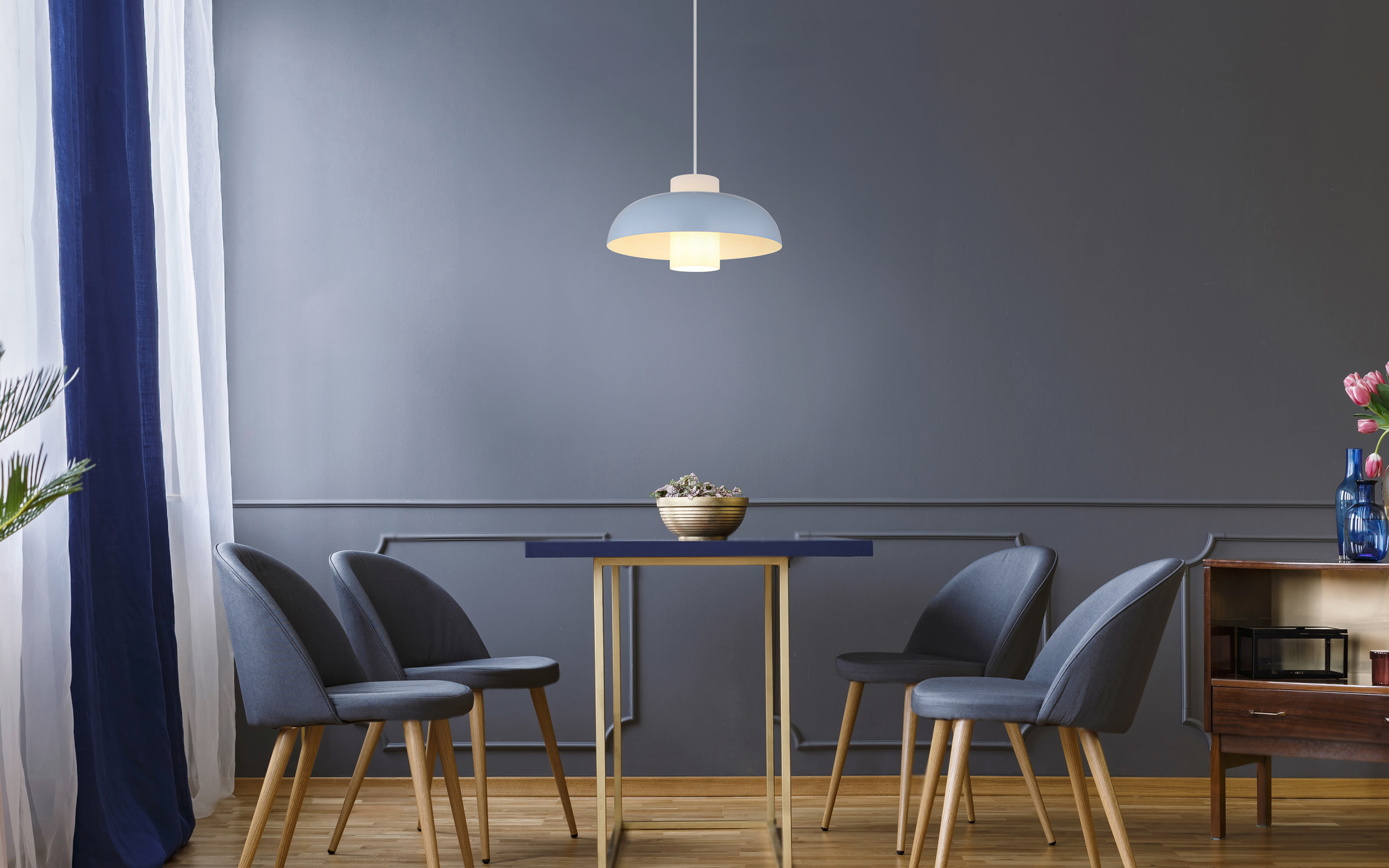 Pendelleuchte Lowe, blau