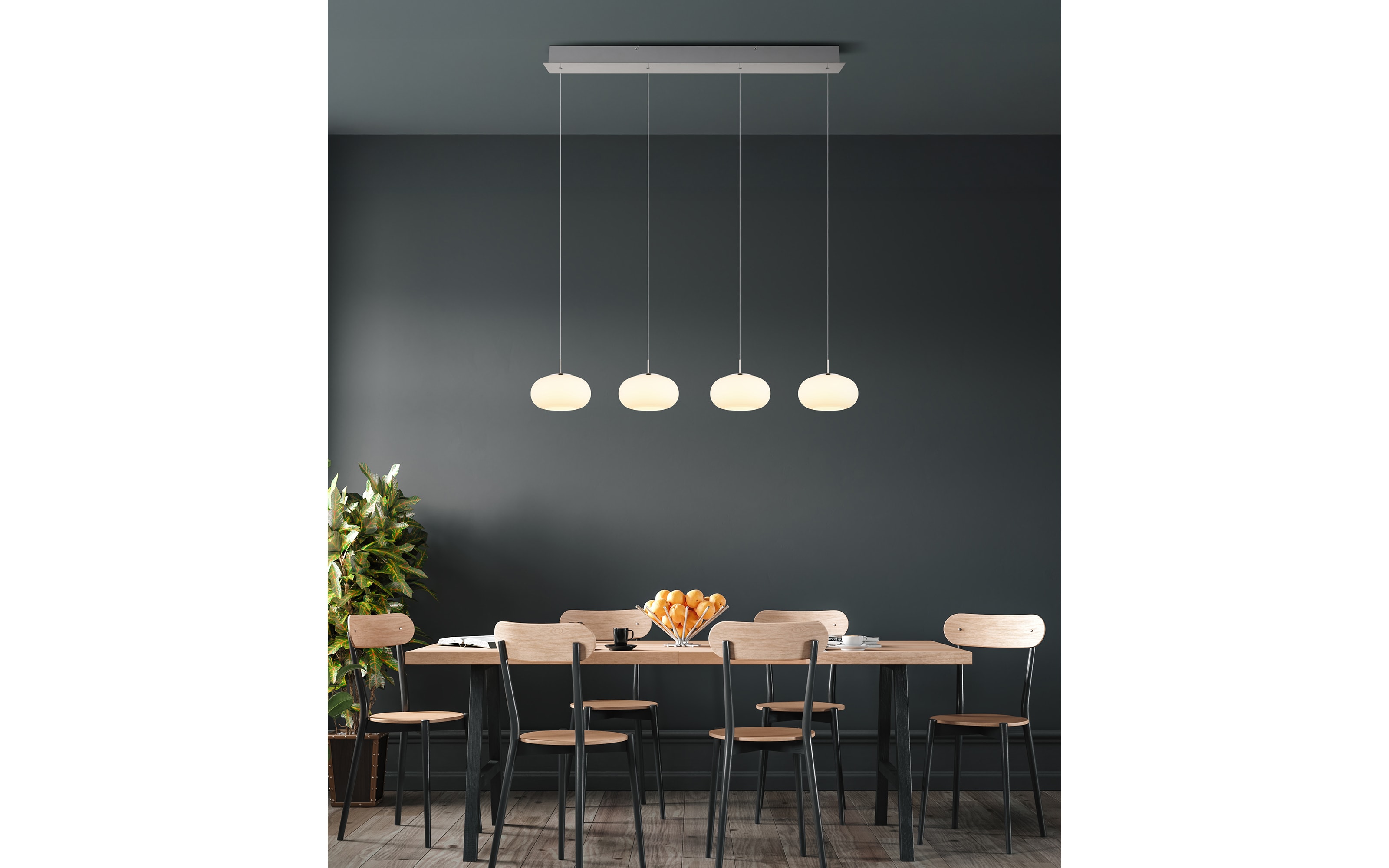 LED-Pendelleuchte Quintara, weiß/nickel, inkl. Höhenverstellung