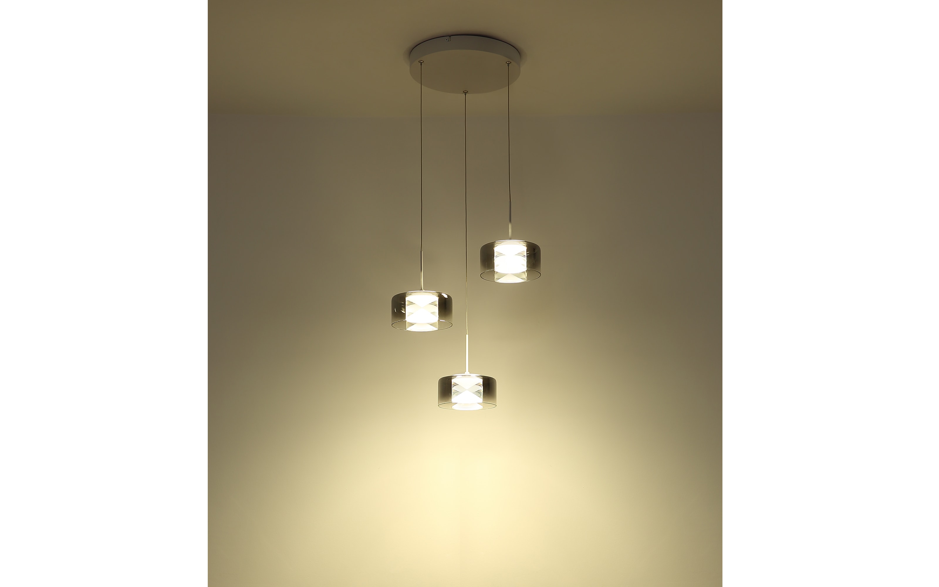 LED-Pendelleuchte Belinda, weiß/rauchfarbig