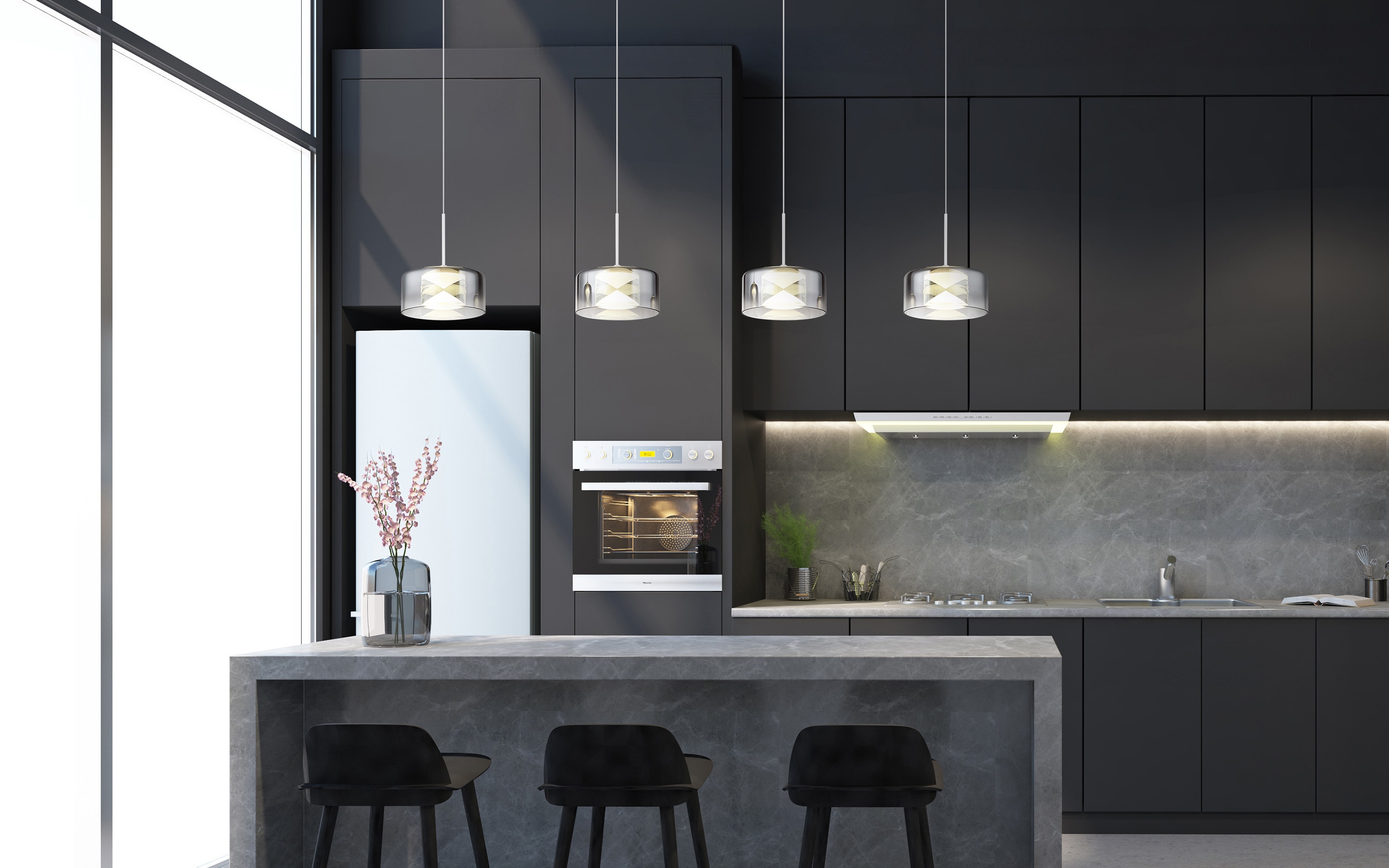 LED-Pendelleuchte Belinda, weiß/rauchfarbig