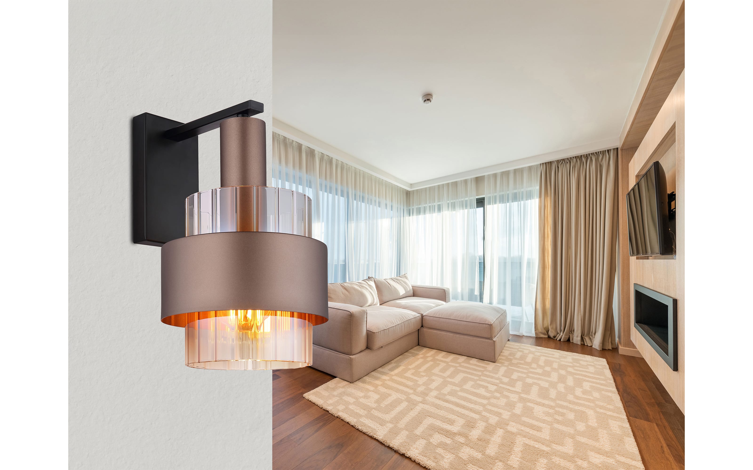 Wandleuchte Milley, schwarz/bronze