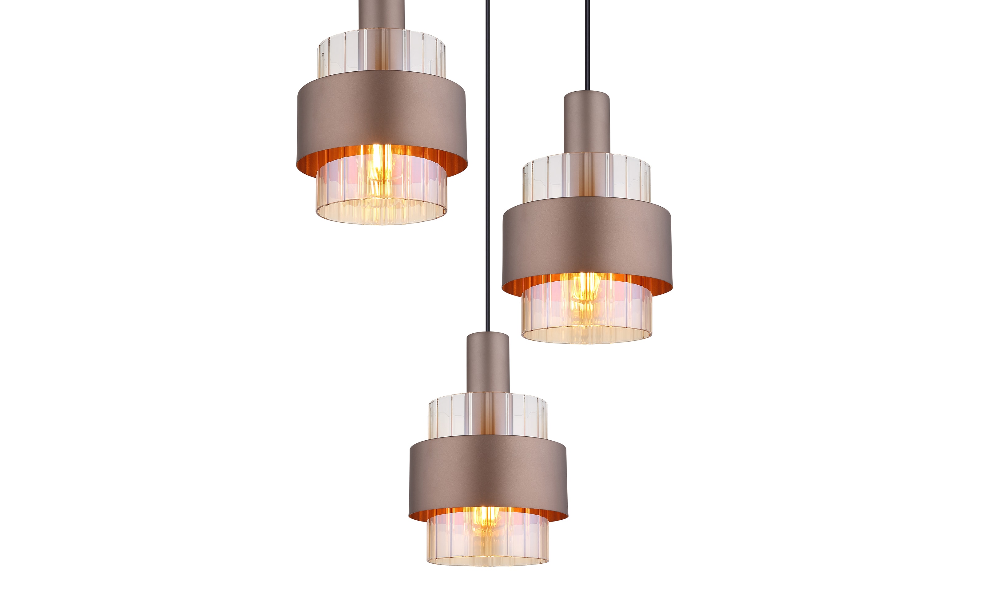 Pendelleuchte Milley, schwarz/bronze, 3-flammig