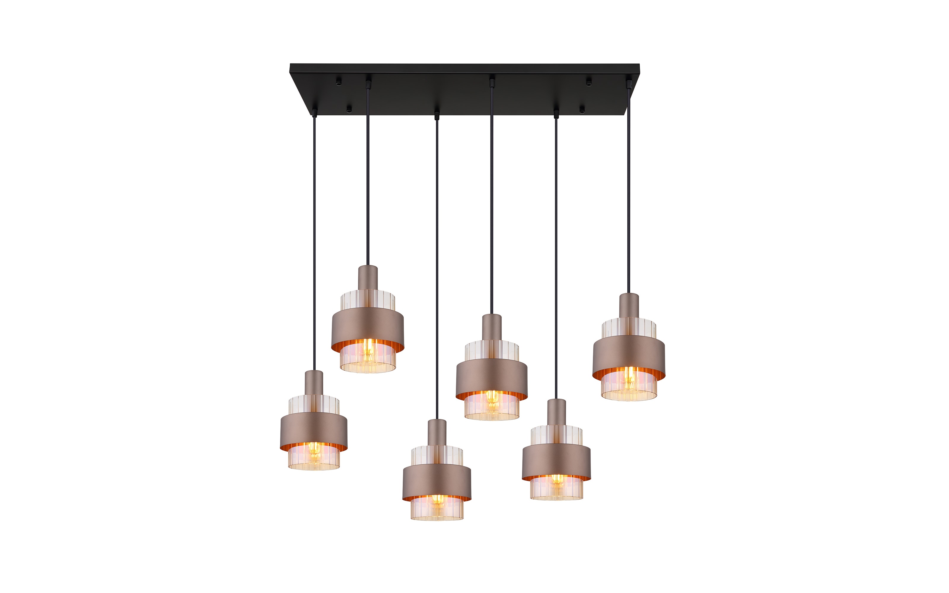 Pendelleuchte Milley, schwarz/bronze, 6-flammig