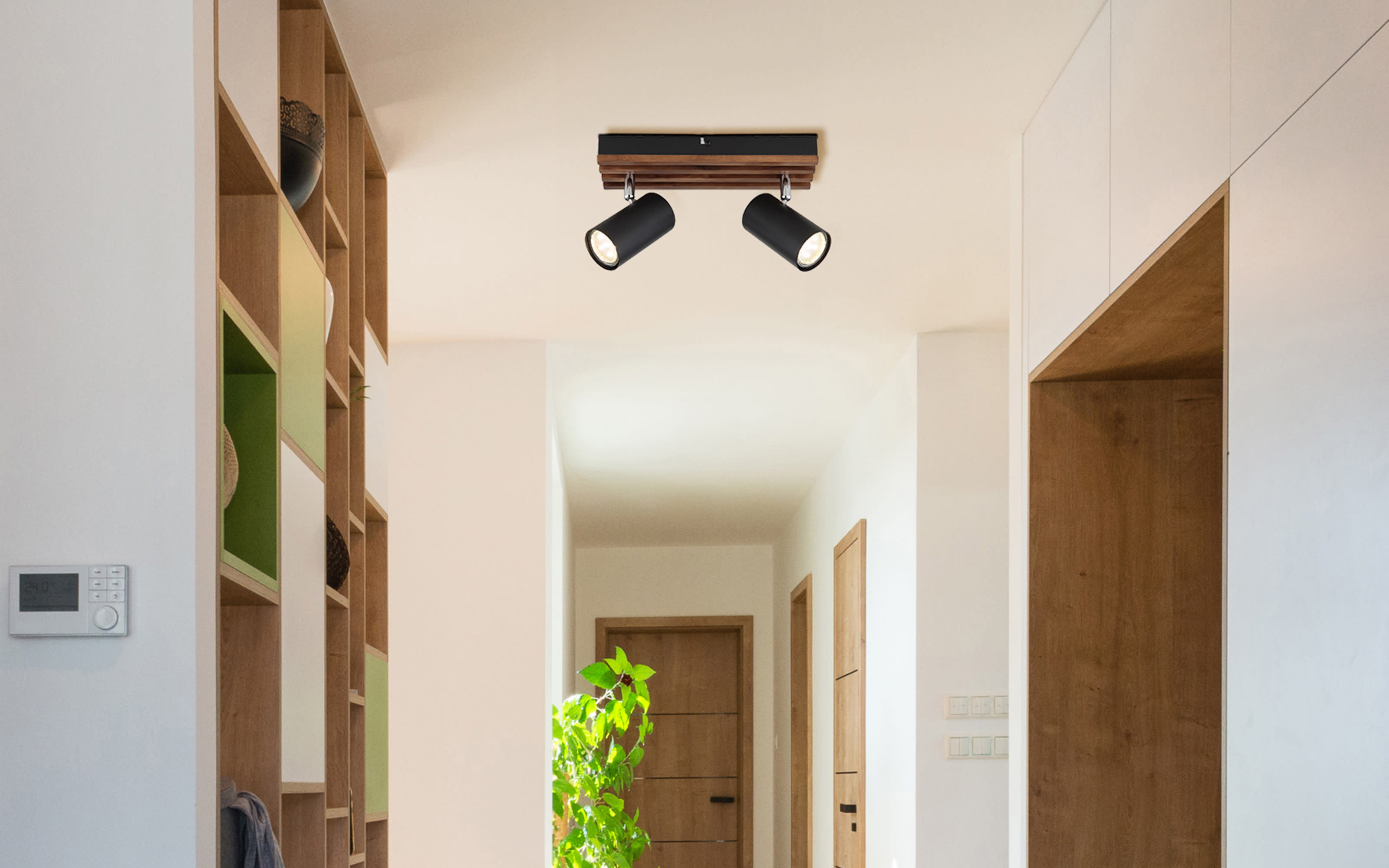 Deckenleuchte Kayden, dunkelbraun/schwarz, 2-flammig