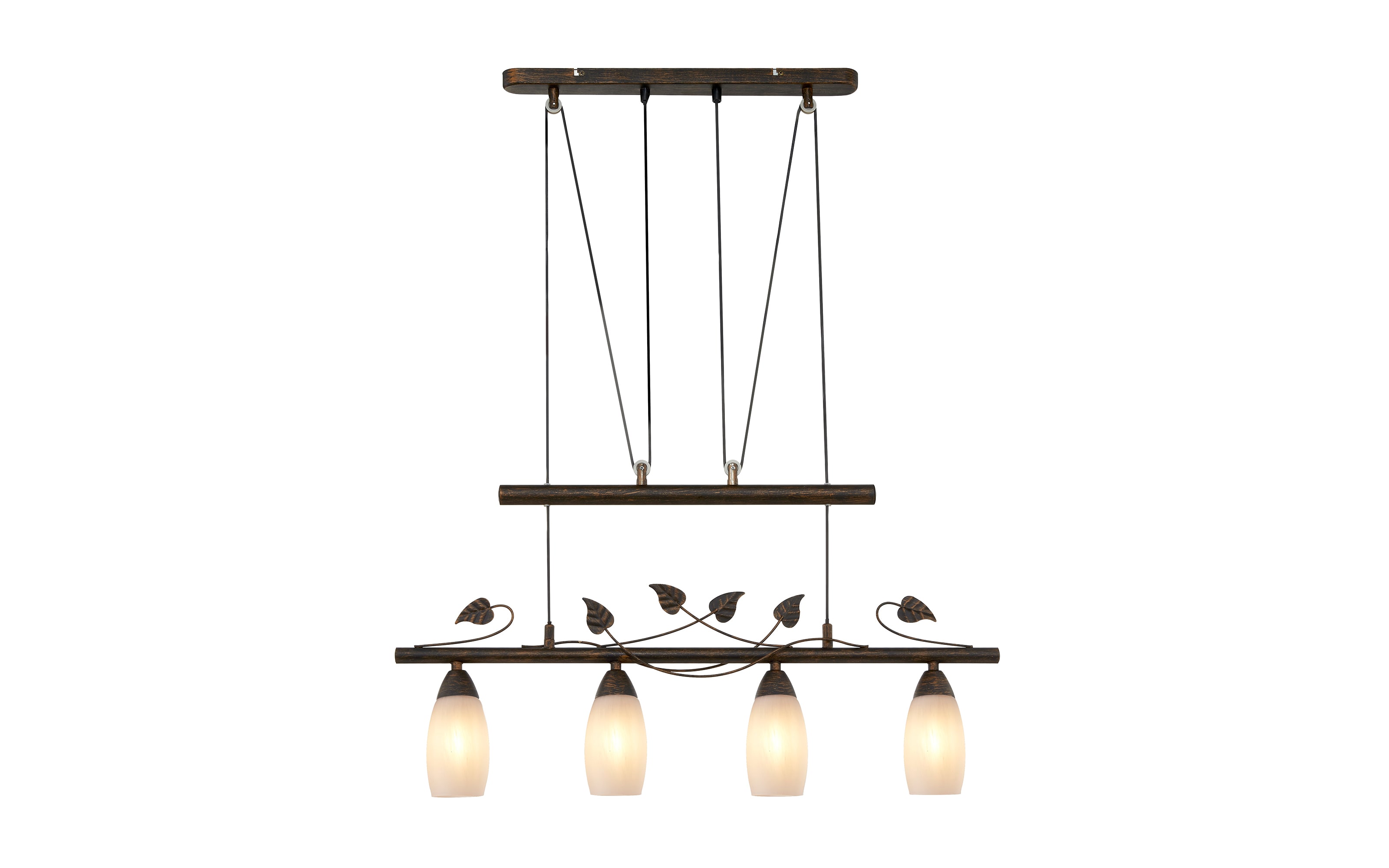 Pendelleuchte Venezia, rostfarbig/Alabaster, 4-flammig