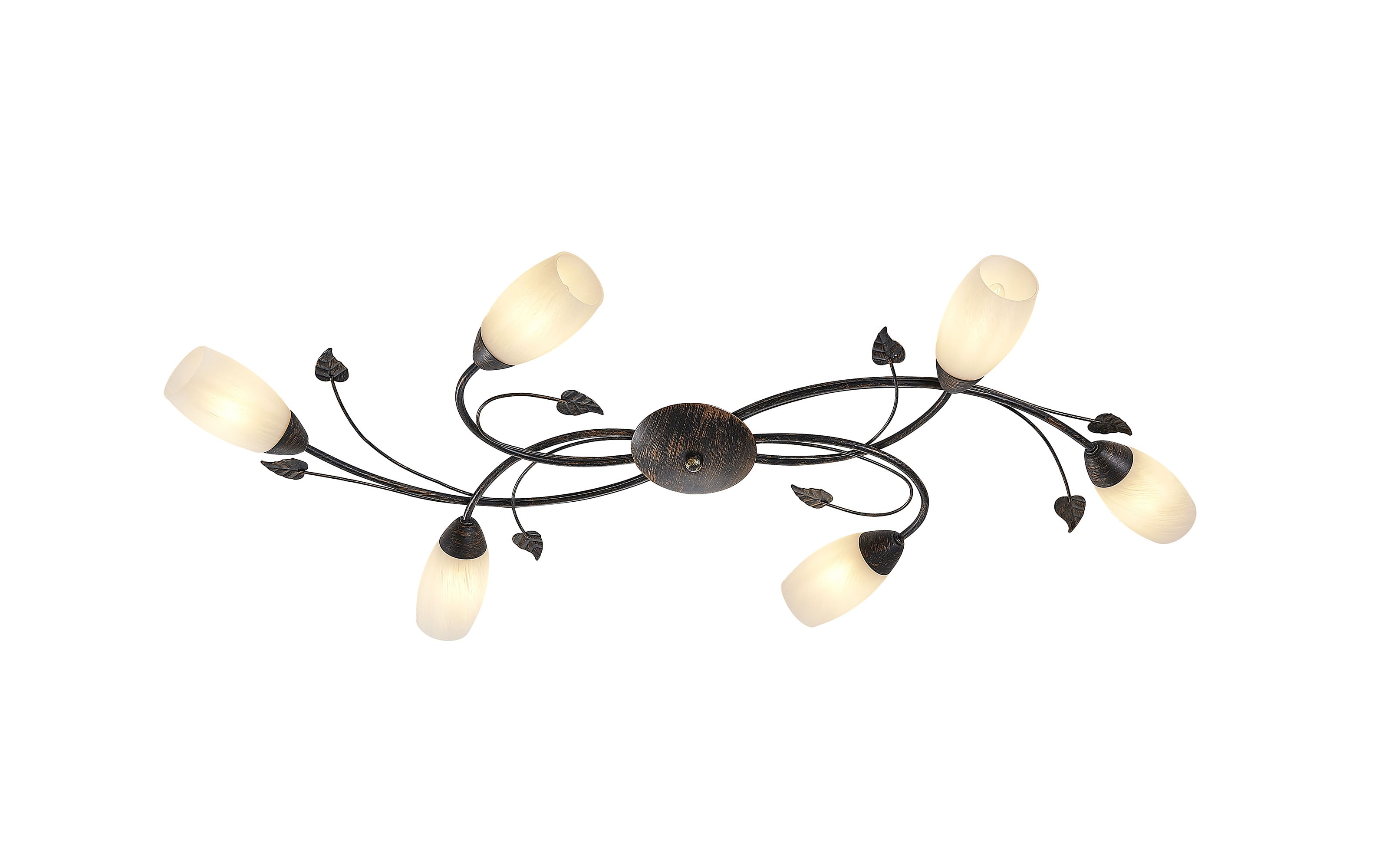 Deckenleuchte Venezia, rostfarbig/Alabaster, 6-flammig