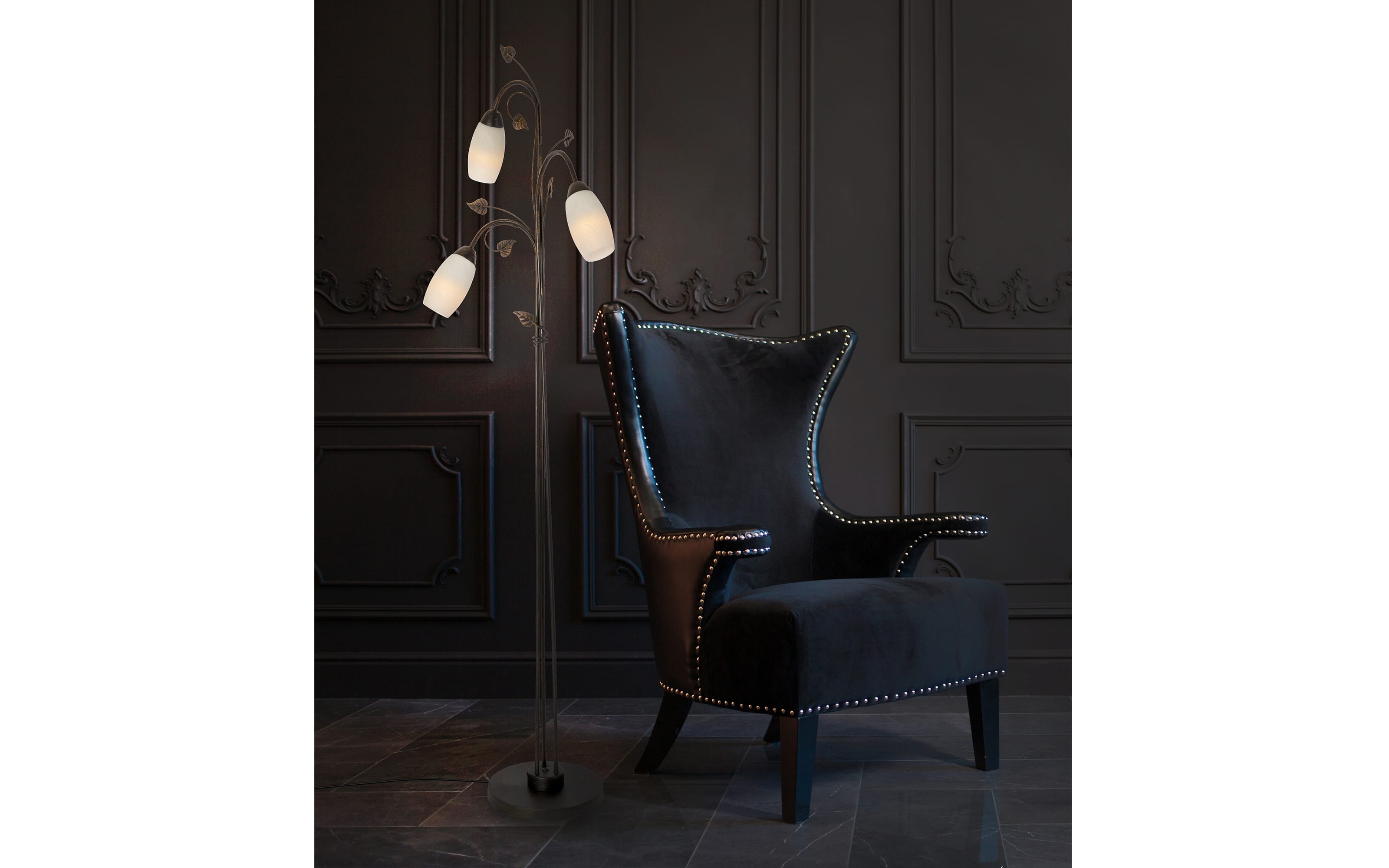 Stehleuchte Venezia, rostfarbig/Alabaster 