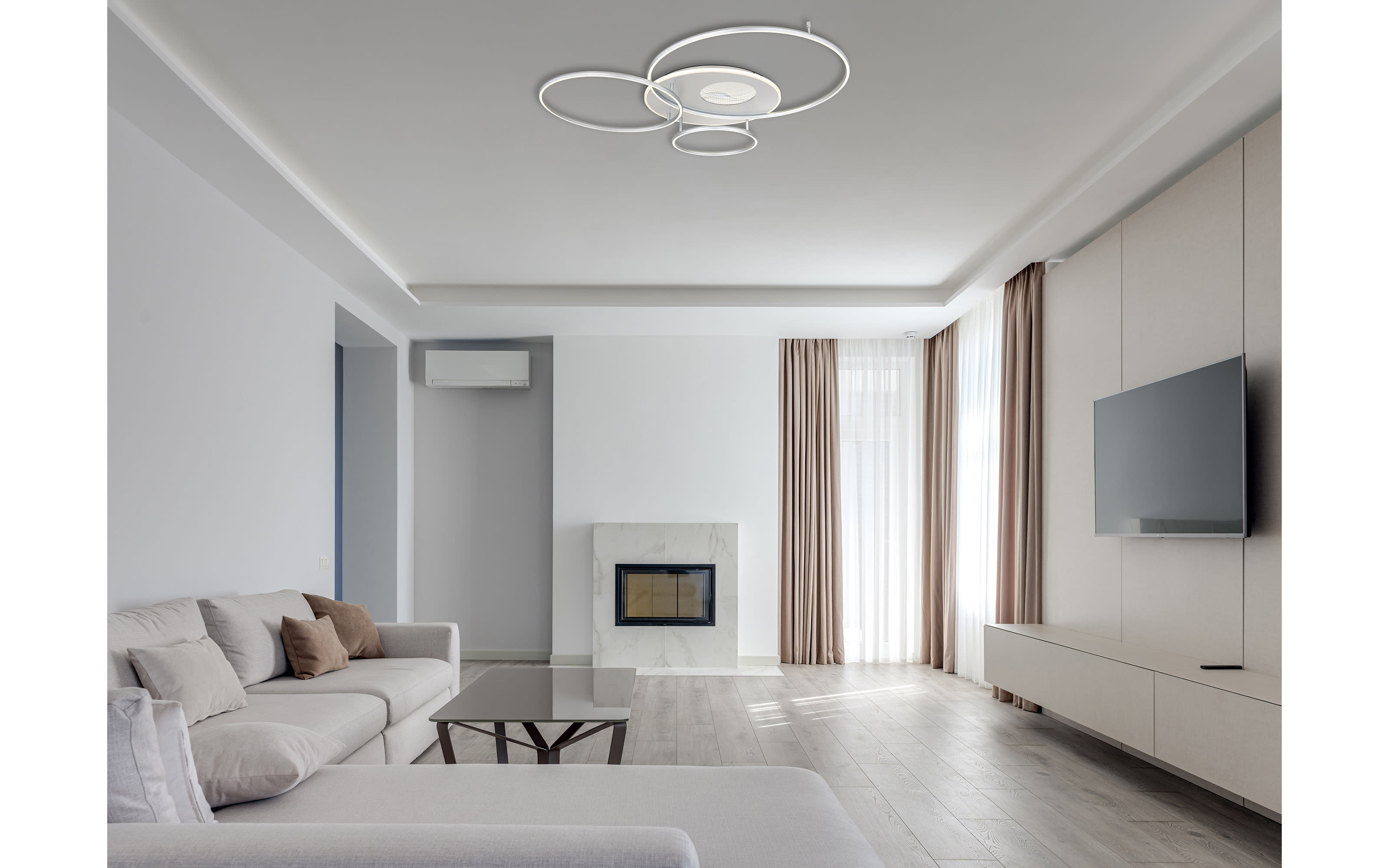 LED-Deckenleuchte Invertina, sandfarbig, inkl. Fernbedienung 