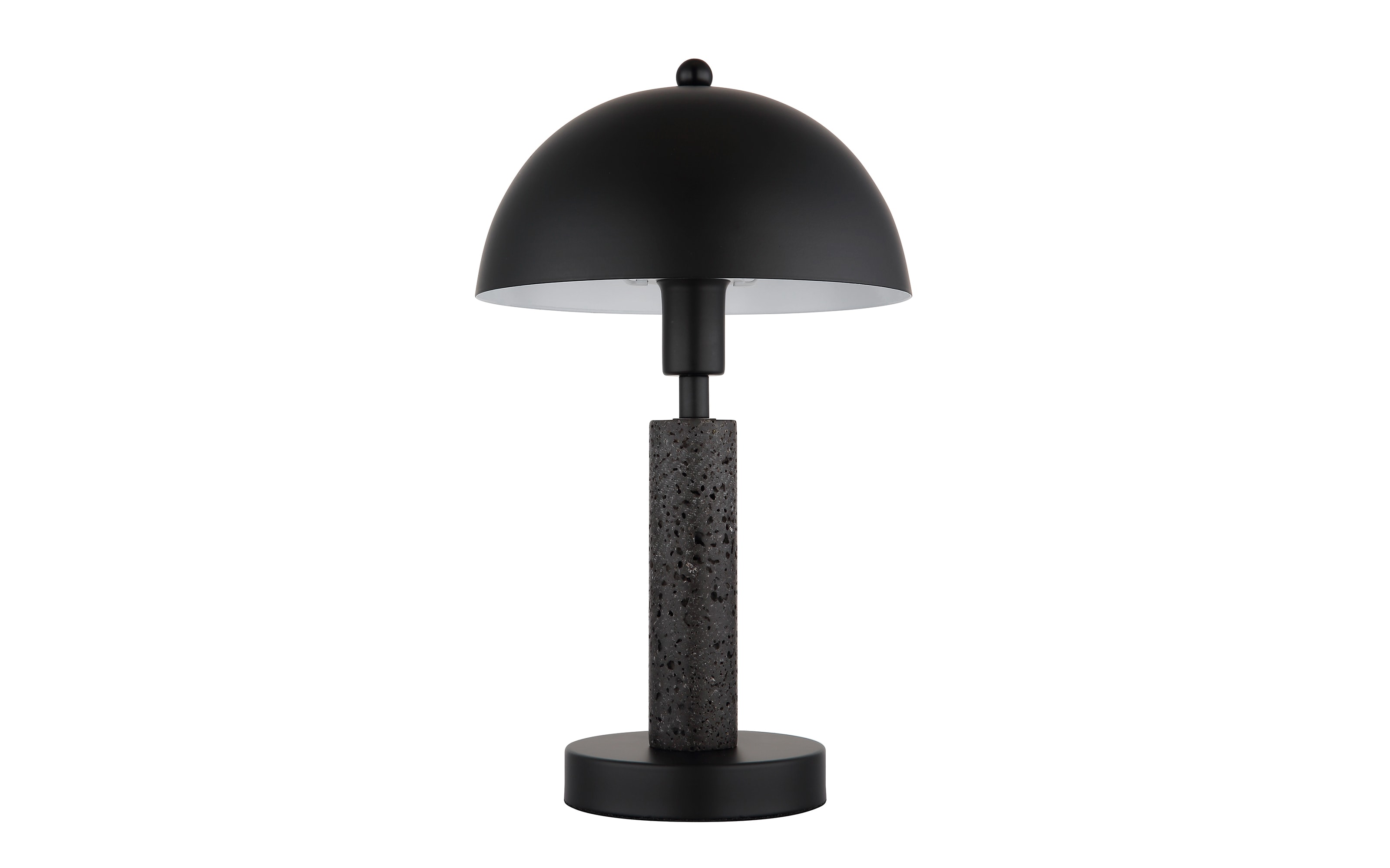 Tischleuchte Janie, schwarz/Travertine-Nachbildung