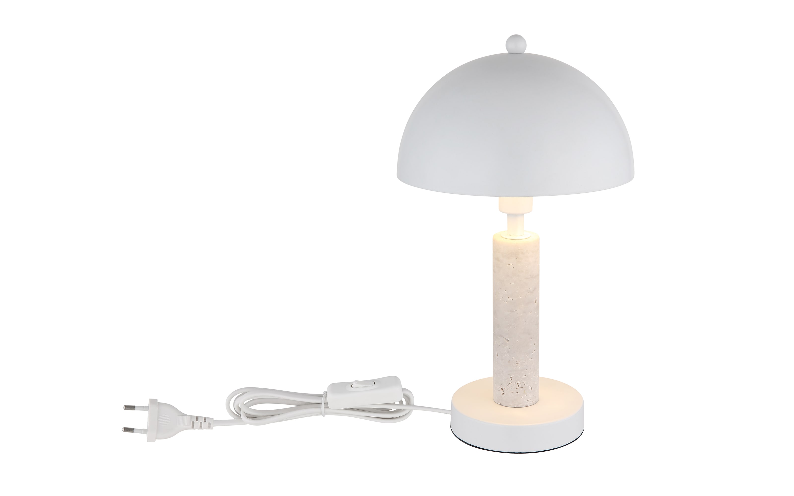 Tischleuchte Janie, weiß/Travertine-Nachbildung