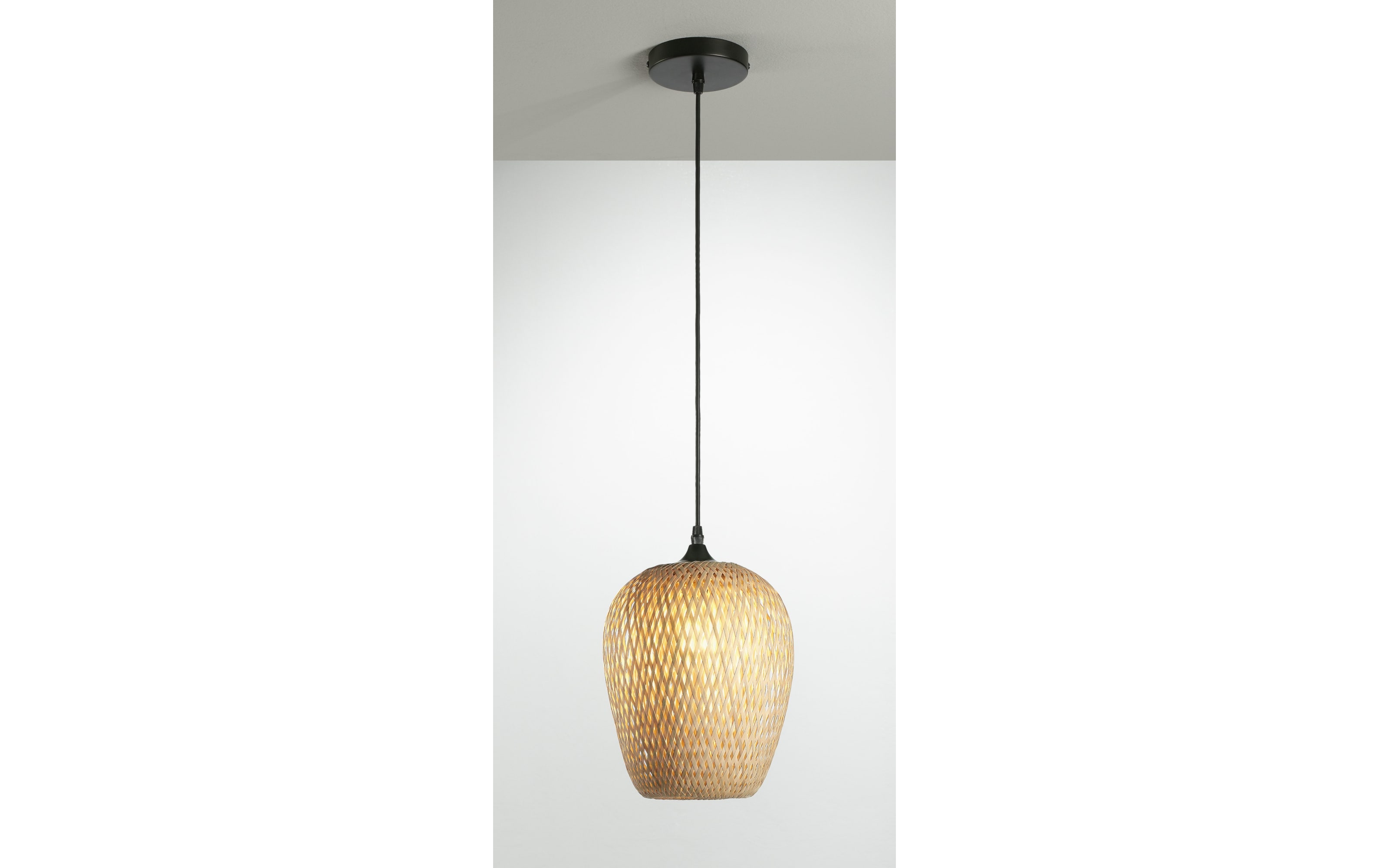 Pendelleuchte Bambou, naturfarbend, 34 cm, oval