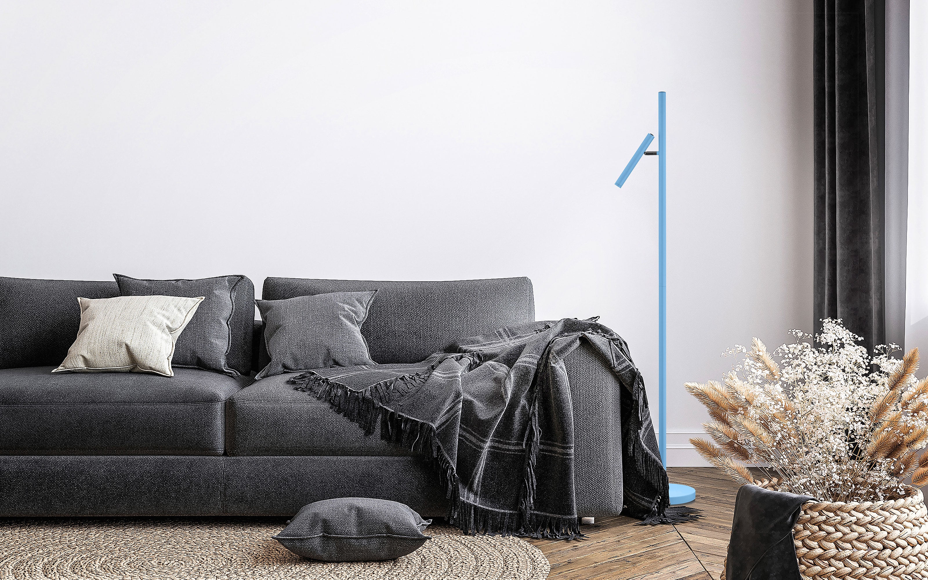 LED-Akku-Standleuchte Streak, blau, 134 cm, inkl. Tastdimmer