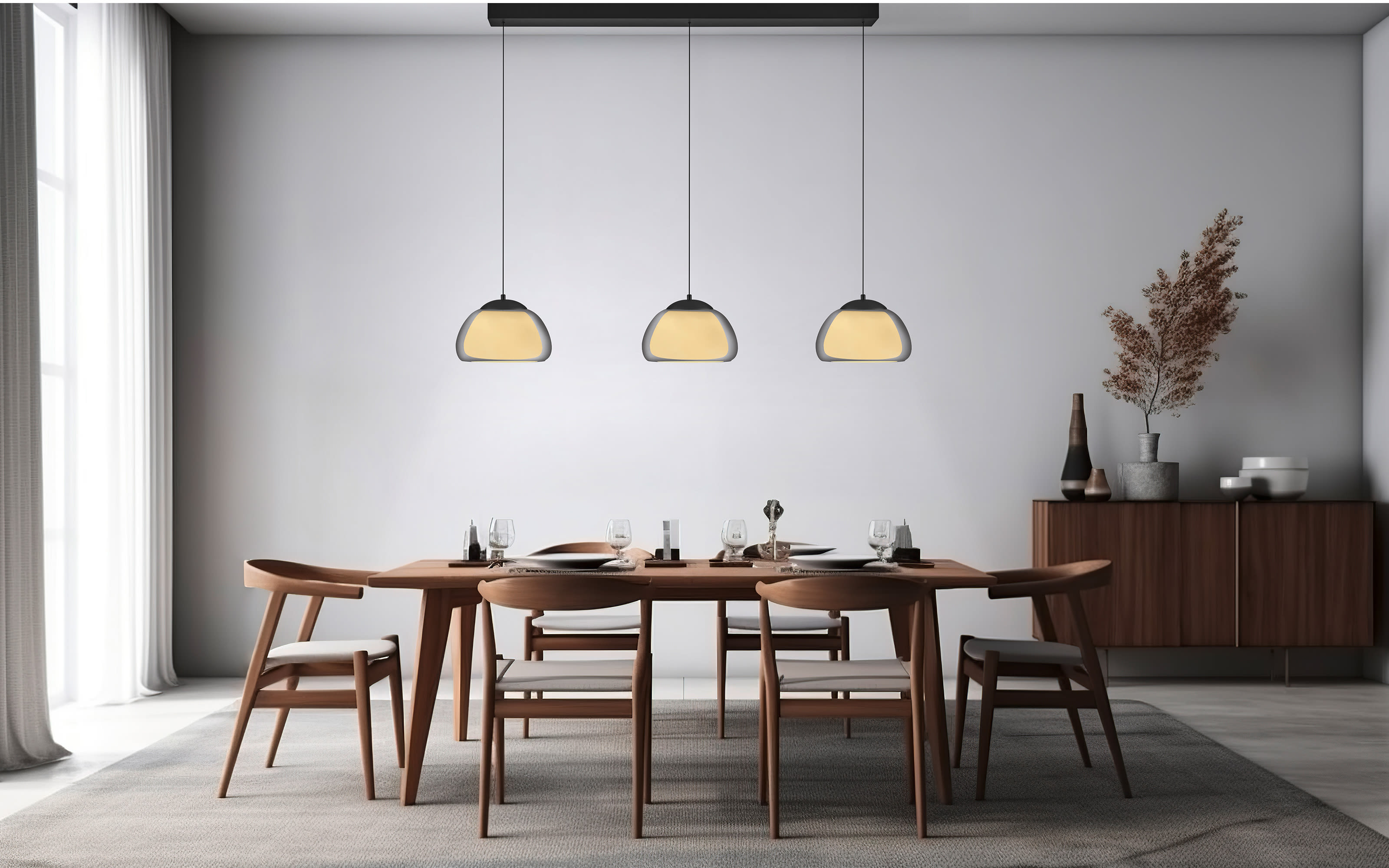 LED-Pendelleuchte Luxxo, grau, 3-flammig, inkl. Fernbedienung 